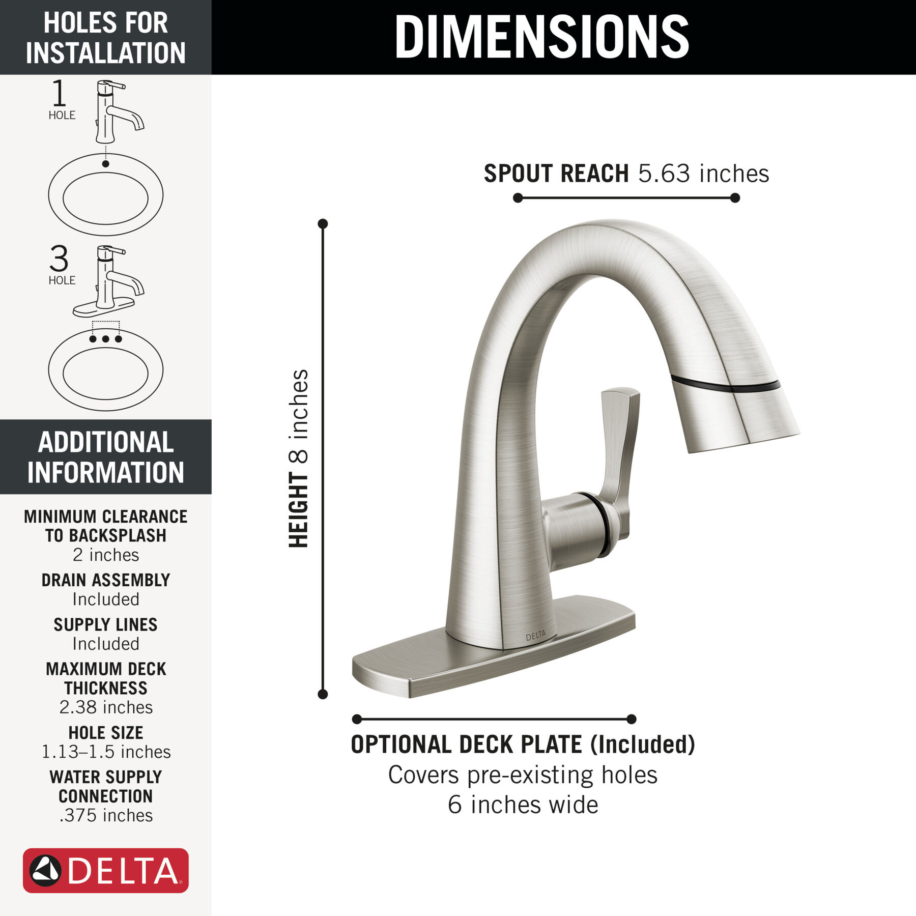 Single Handle Pull Down Bathroom Faucet (Recertified), image 1