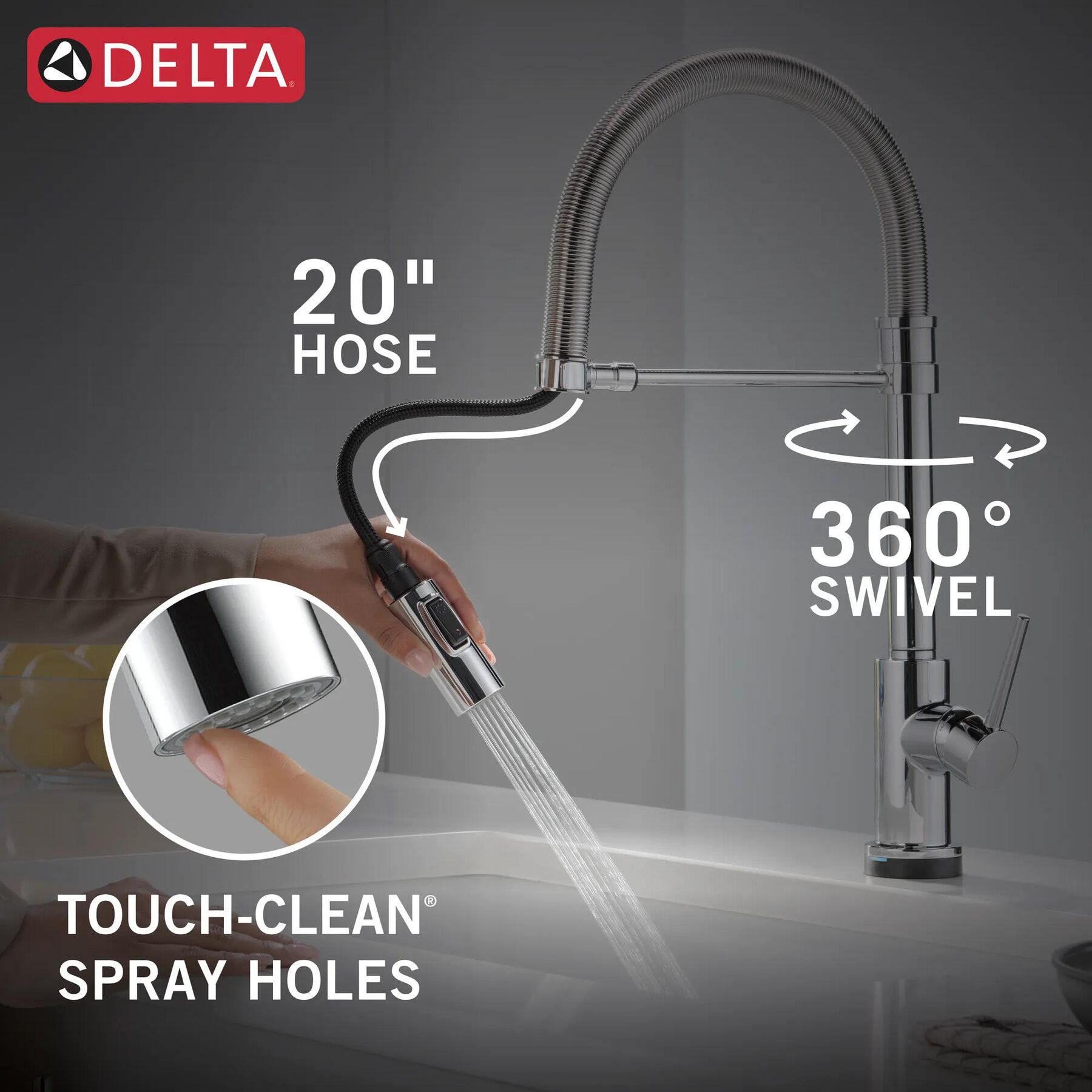 Touch<sub>2</sub>O&reg; Technology Kitchen Faucet with Touchless Technology