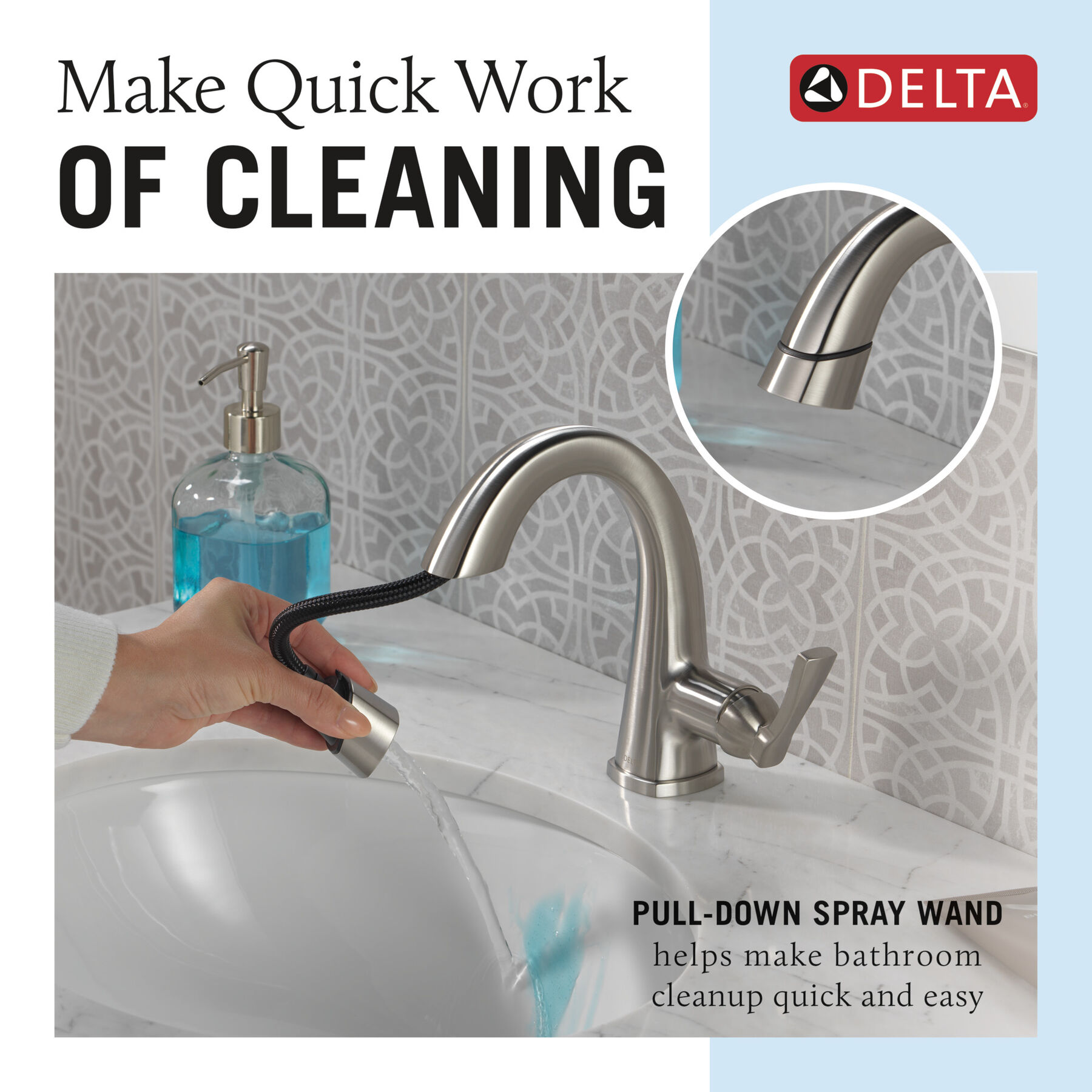 Single Handle Pull Down Bathroom Faucet (Recertified), image 7