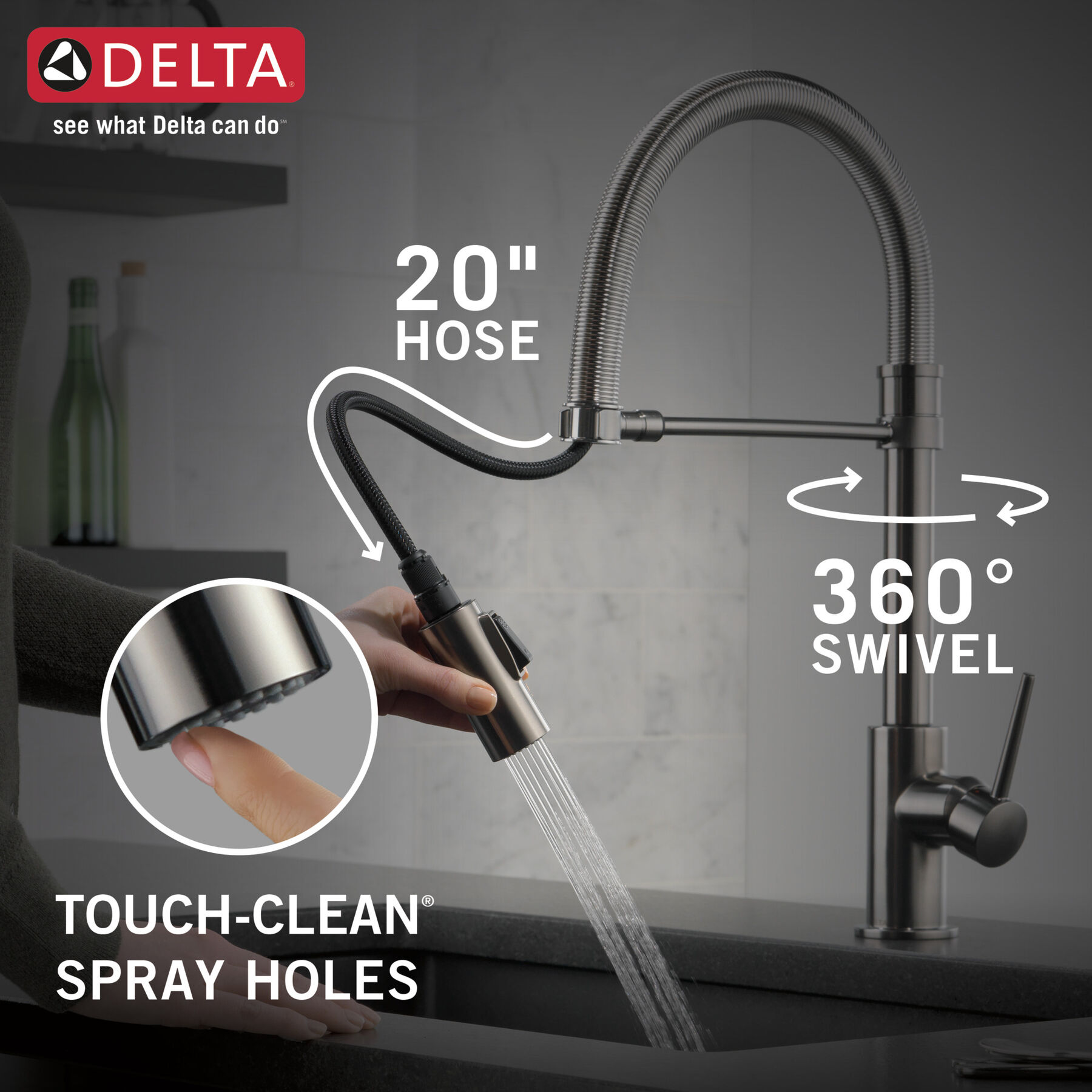 Single-Handle Pull-Down Spring Kitchen Faucet, image 8