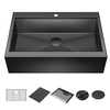 33” Retrofit Farmhouse Apron Front 16 Gauge Workstation Kitchen Sink Single Bowl in with WorkFlow™ Ledge and Accessories for Top Mount Drop-In Installation