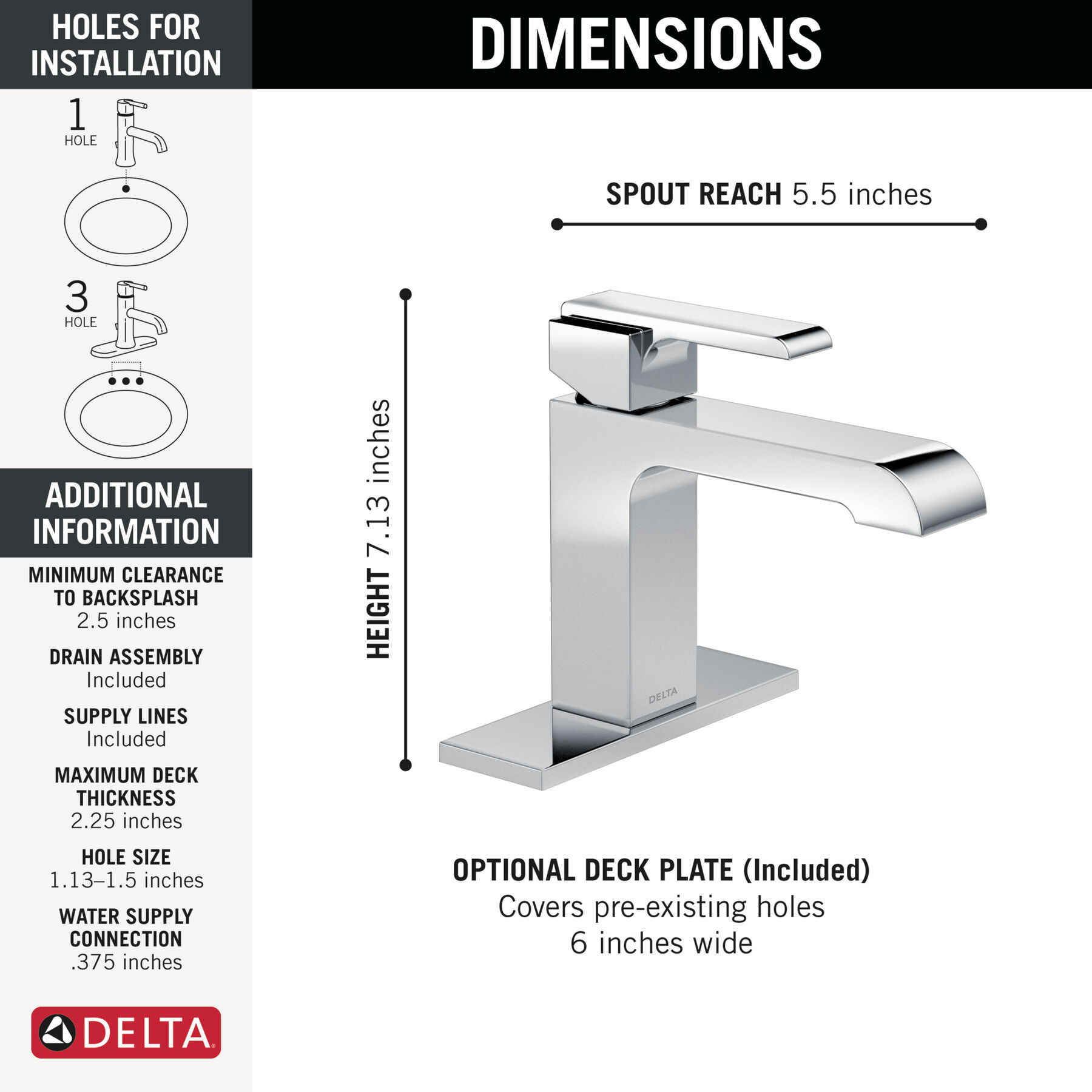Single Handle Bathroom Faucet, image 2