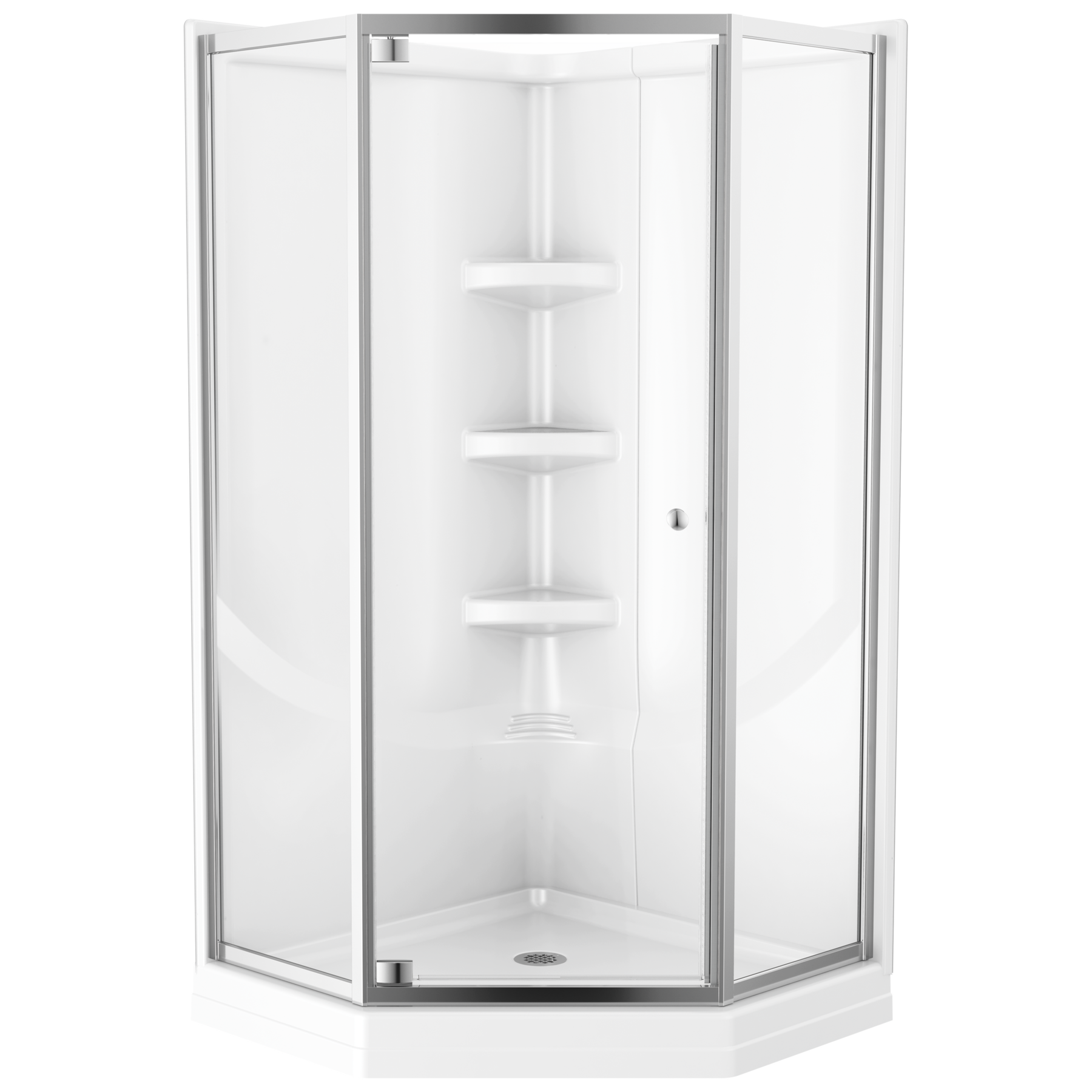 38x38 Corner Shower Bundle with Door - Framed Neo with Direct-to-Stud Wall Set