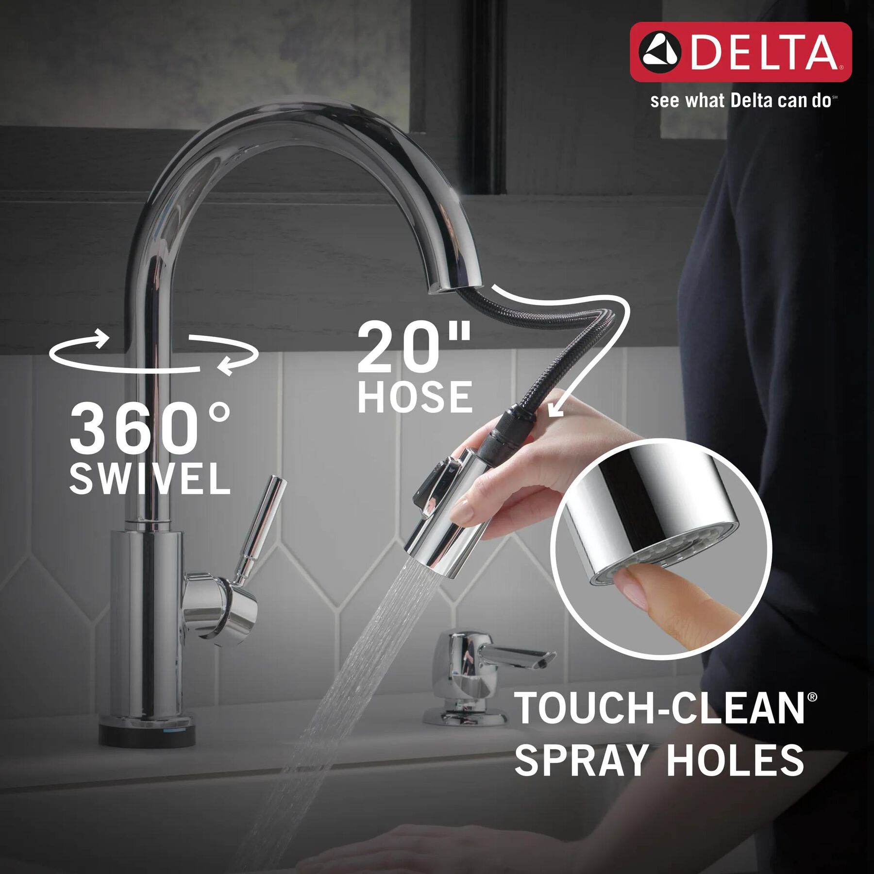 Single Handle Pull-Down Touch<sub>2</sub>O&reg; Technology Kitchen Faucet with Touchless Technology