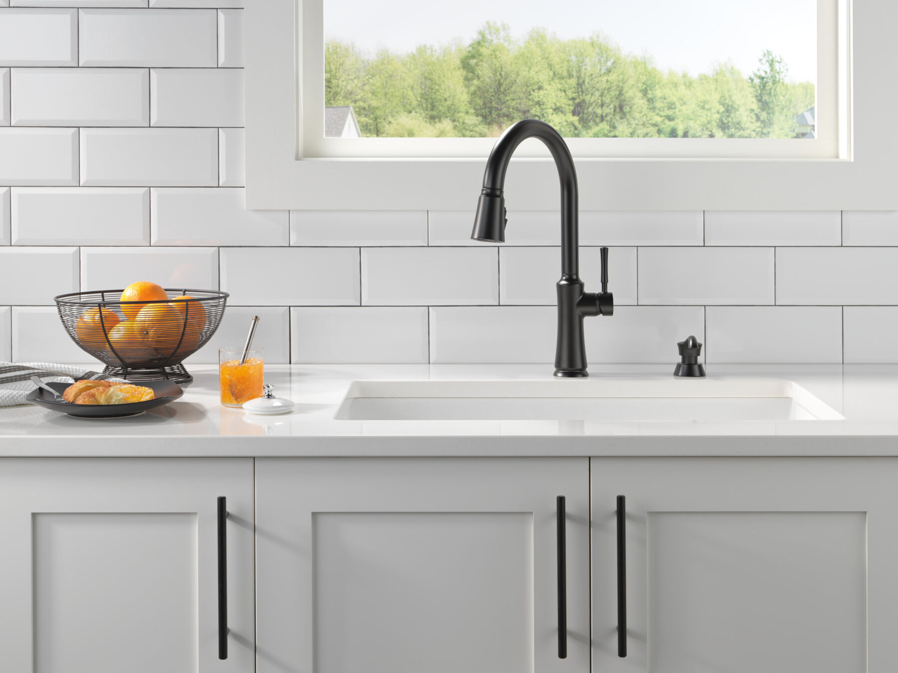 Single Handle Pull-Down Kitchen Faucet with Soap Dispenser and ShieldSpray Technology, image 10