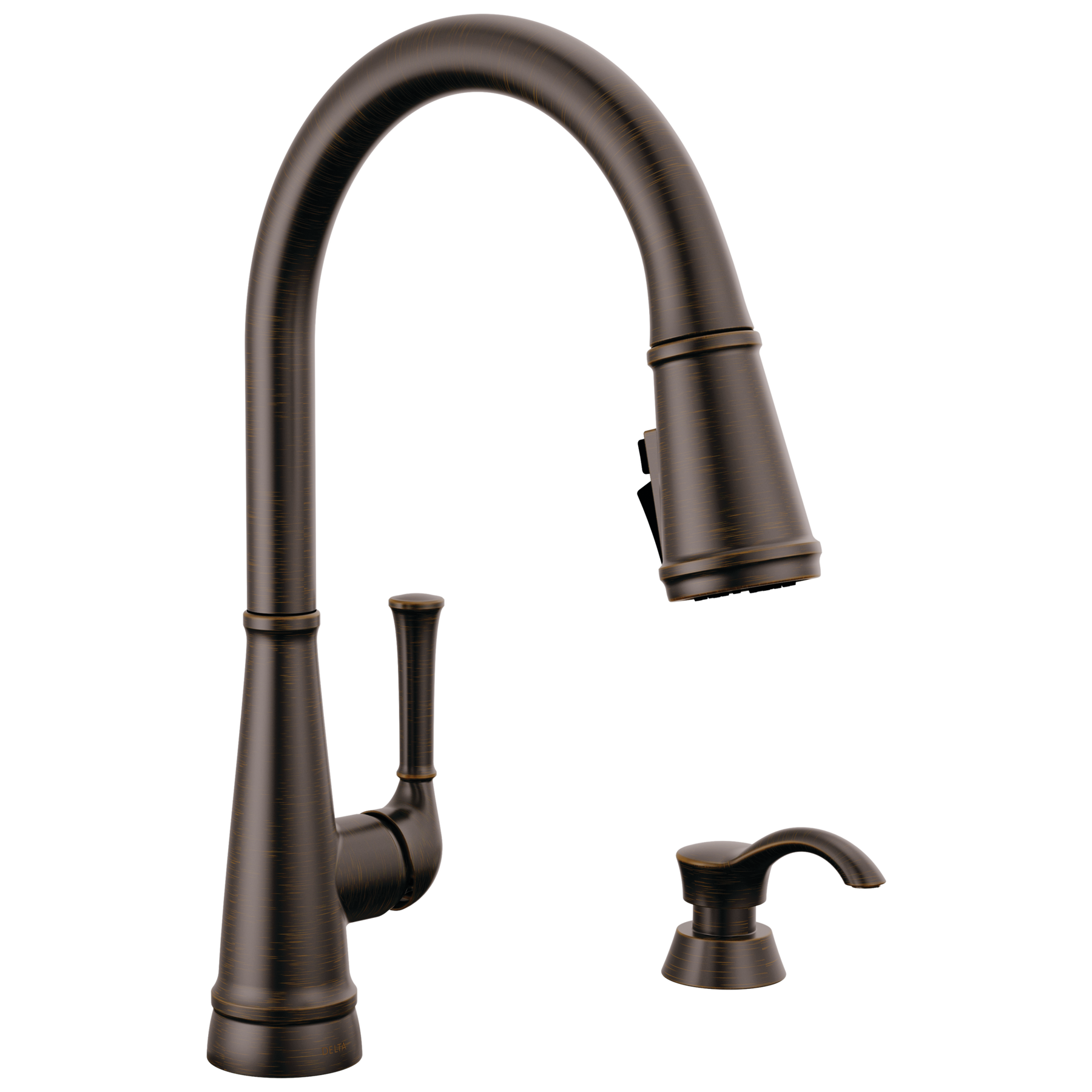 Single Handle Pull-Down Kitchen Faucet with Soap Dispenser and ShieldSpray® Technology