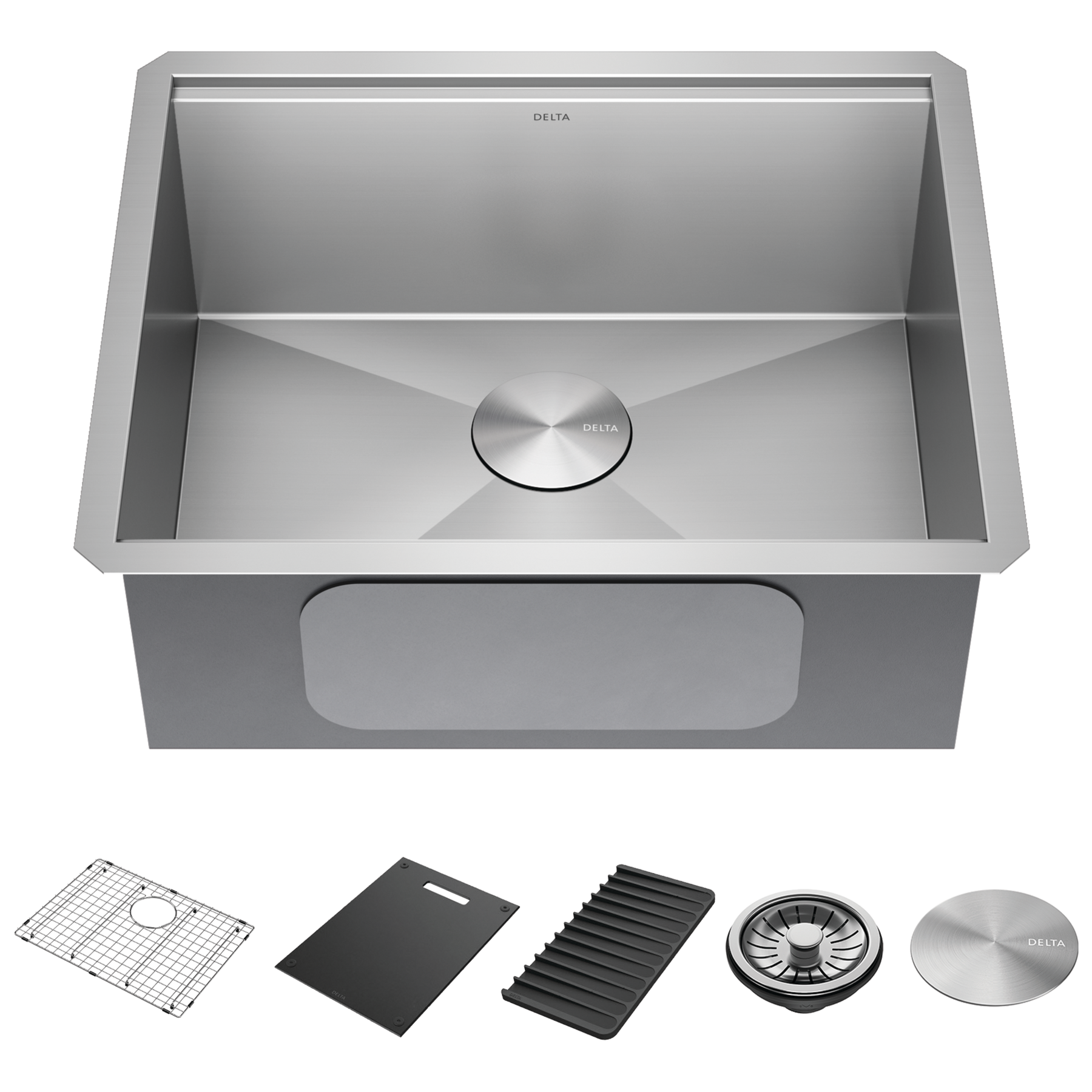 23” Workstation Undermount Single Bowl 16 Gauge Stainless Steel Kitchen Sink with WorkFlow™ Ledge and Accessories