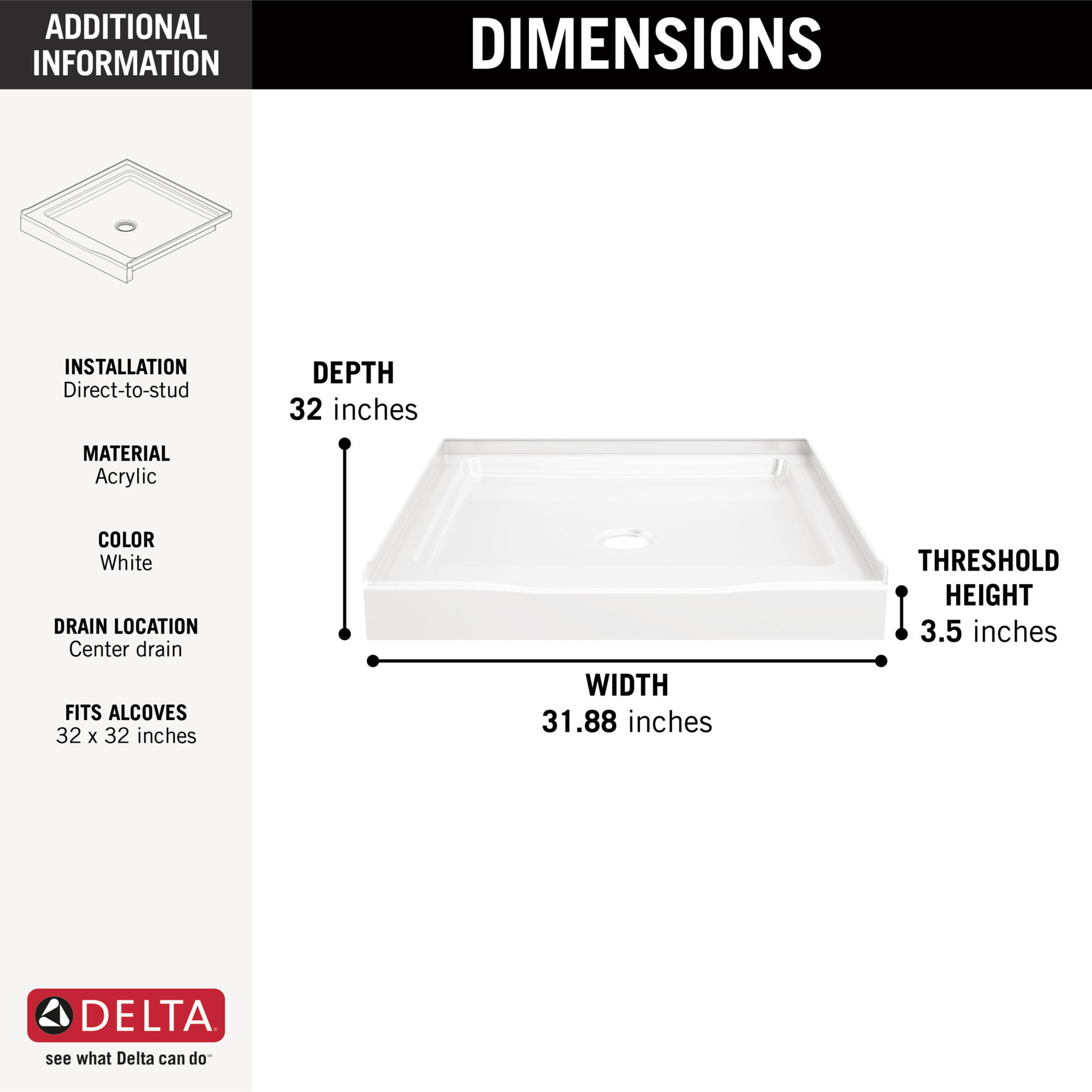 Classic 500 Shower Base 32"x32", image 8