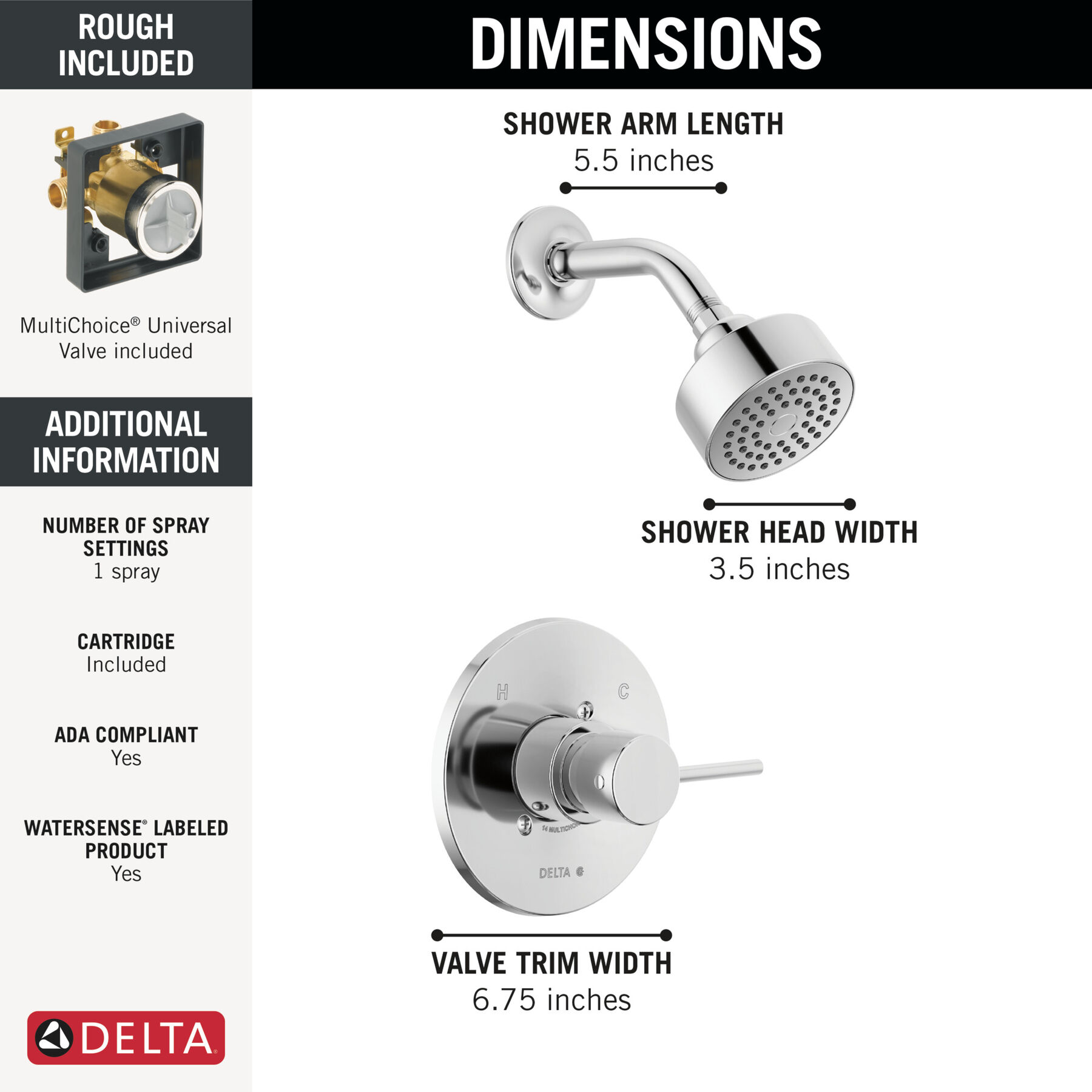 Shower Trim with Rough Bundle - 14 Series, image 1