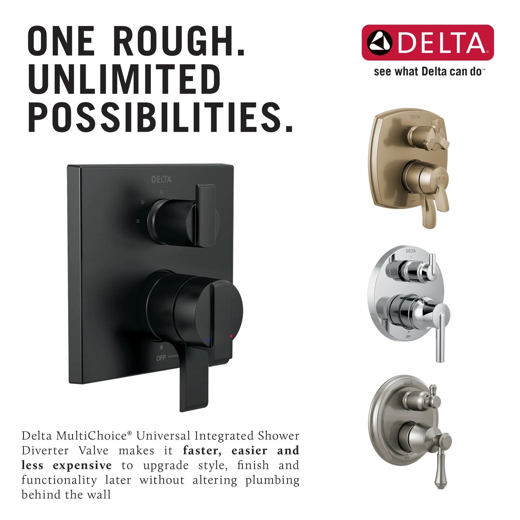 MultiChoice&reg; Universal Integrated Shower Diverter Rough Universal Inlets / Outlets