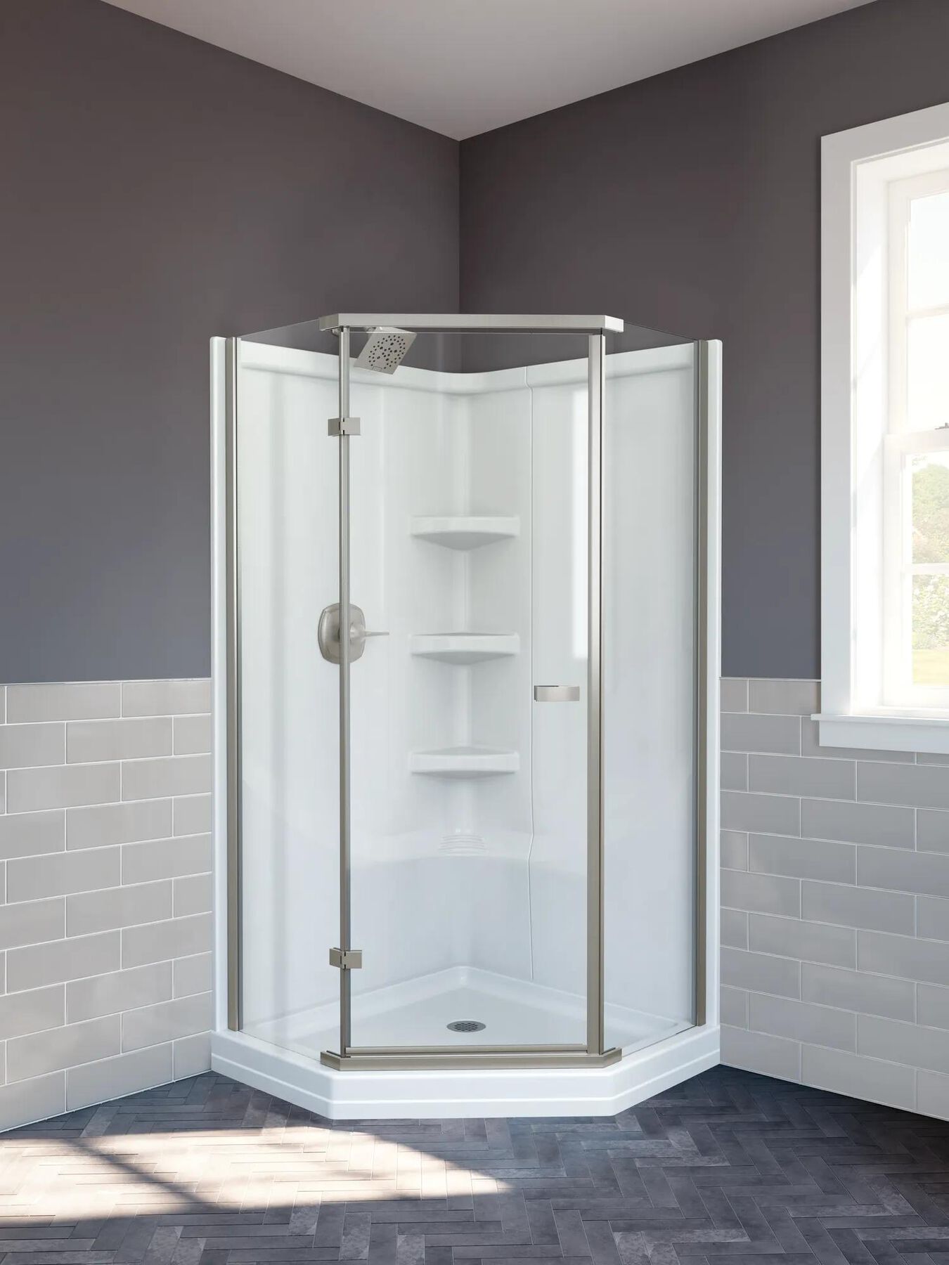 38" Neo Angle Shower Base