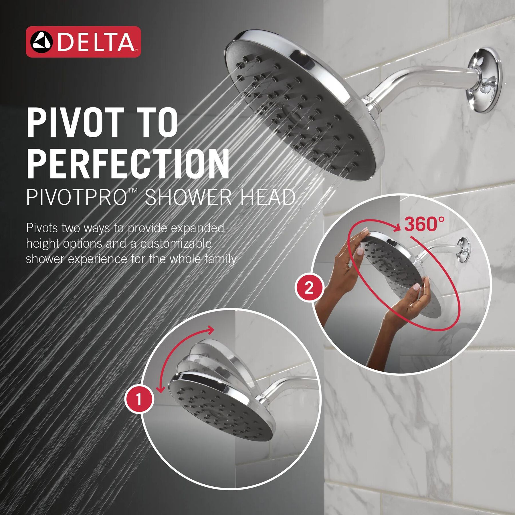 PivotPro&trade; Raincan Shower Head with TouchClean&reg; Spray Face