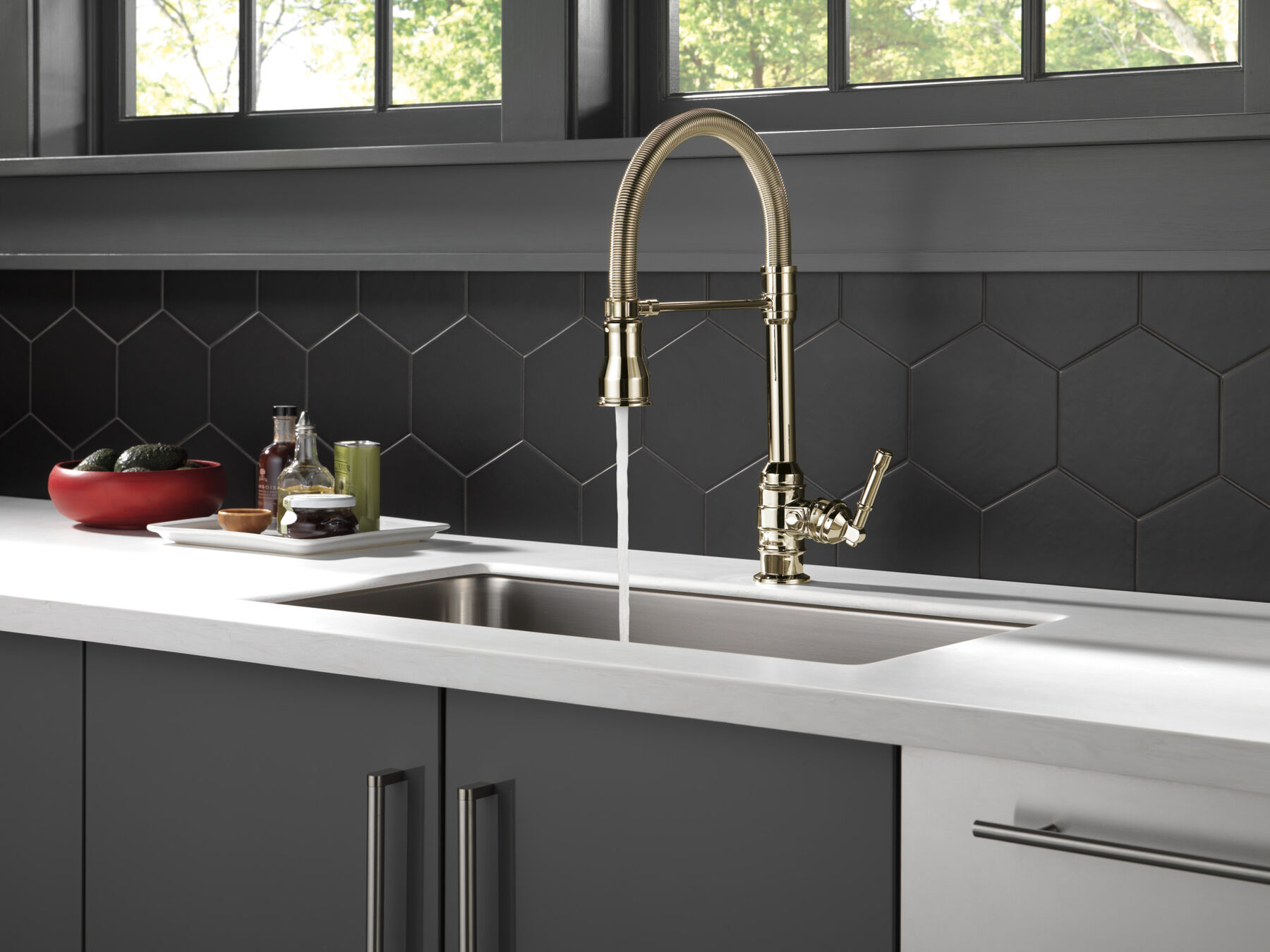 Single Handle Pull-Down Kitchen Faucet With Spring Spout, image 5