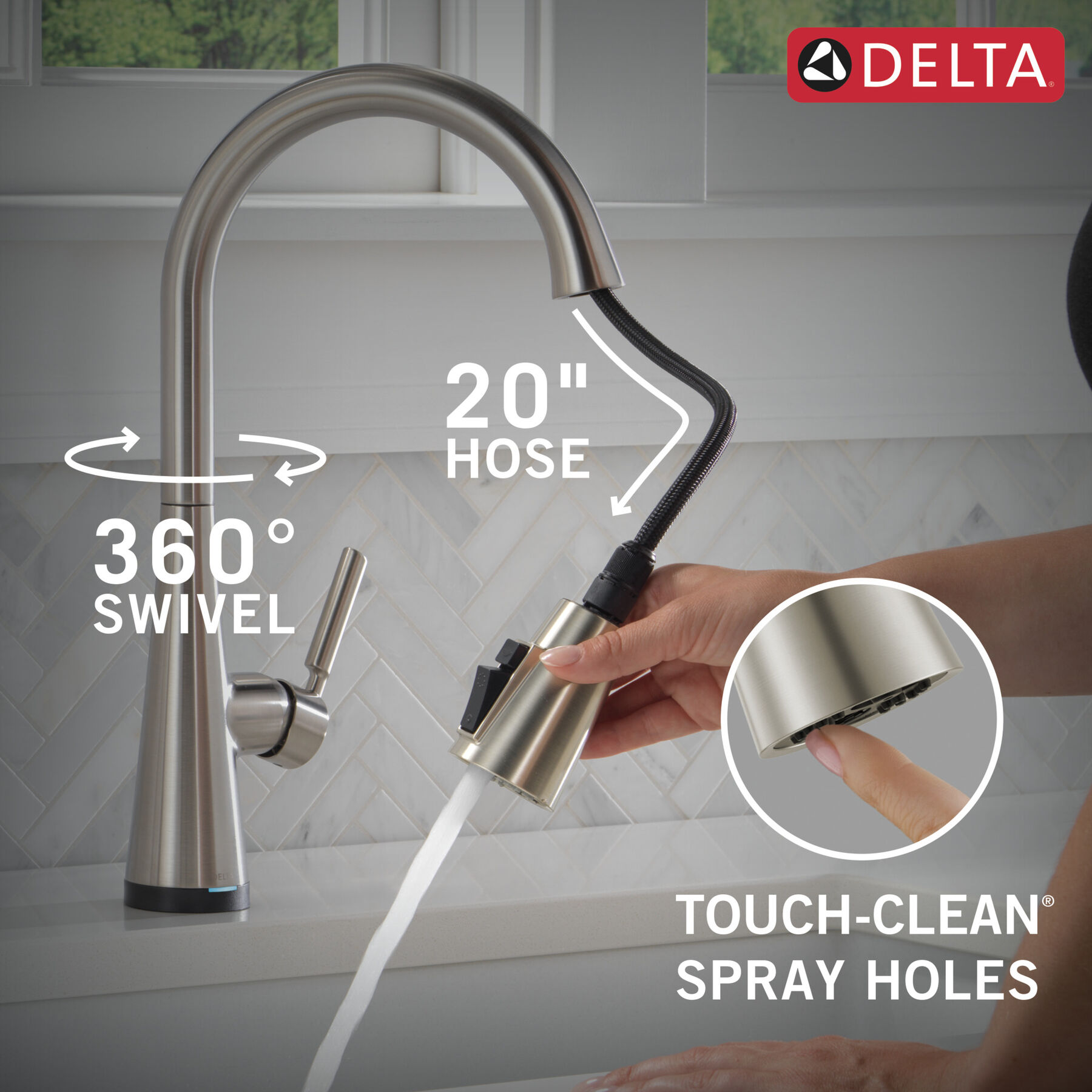 Single Handle Pull-Down Kitchen Faucet with Touch<sub>2</sub>O® and ShieldSpray® Technologies, image 7
