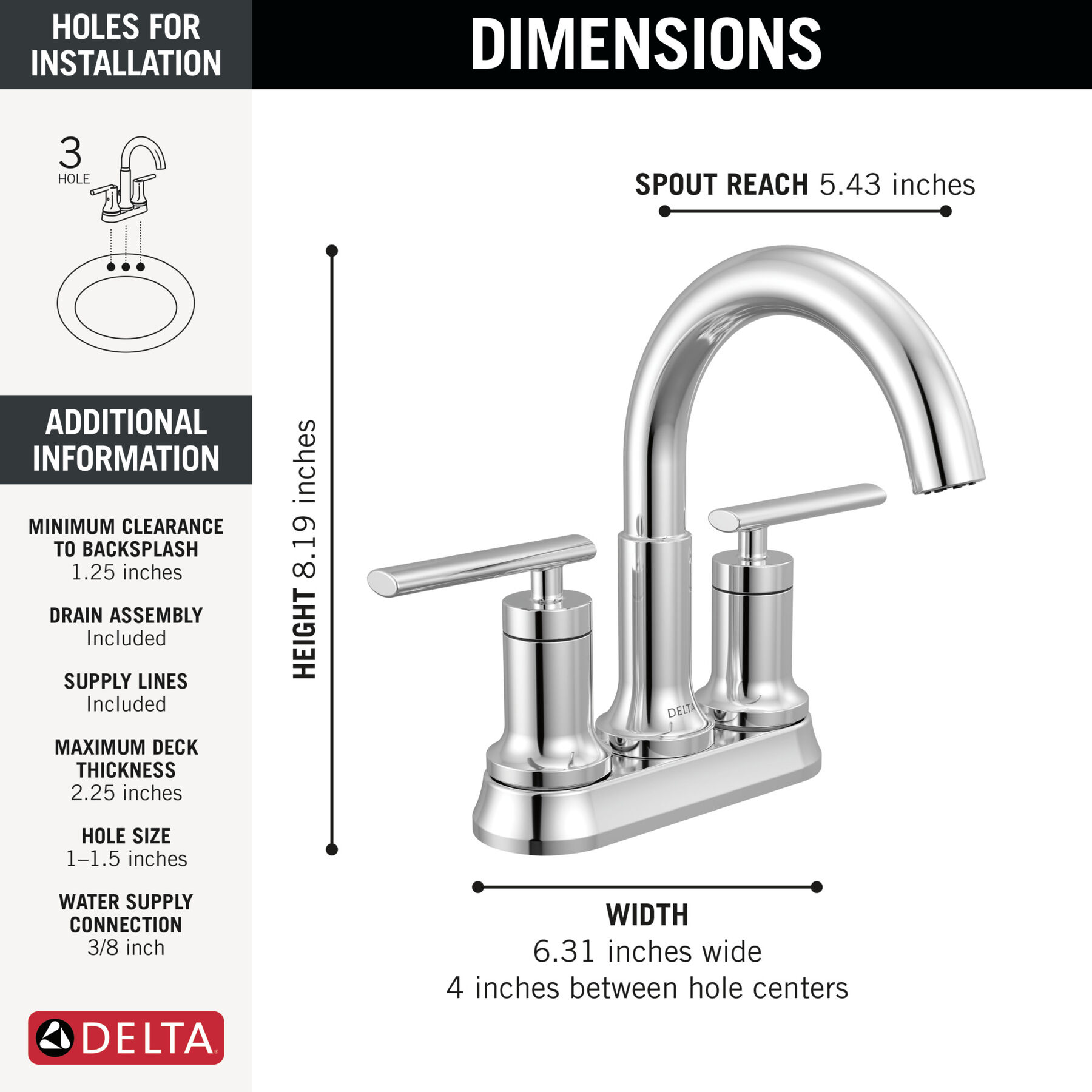 Two Handle Centerset Bathroom Faucet, image 1