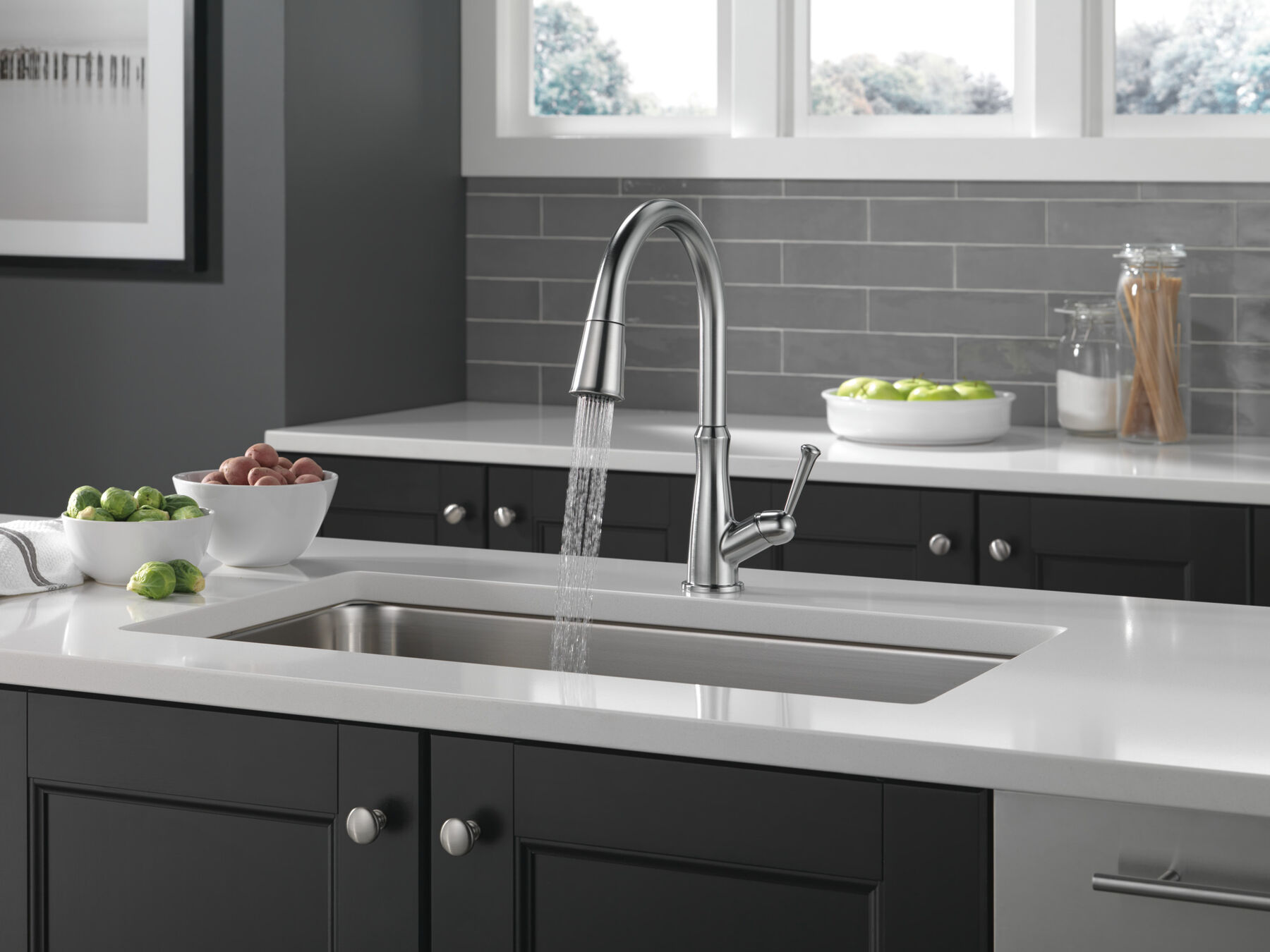Single Handle Pull-Down Kitchen Faucet, image 11