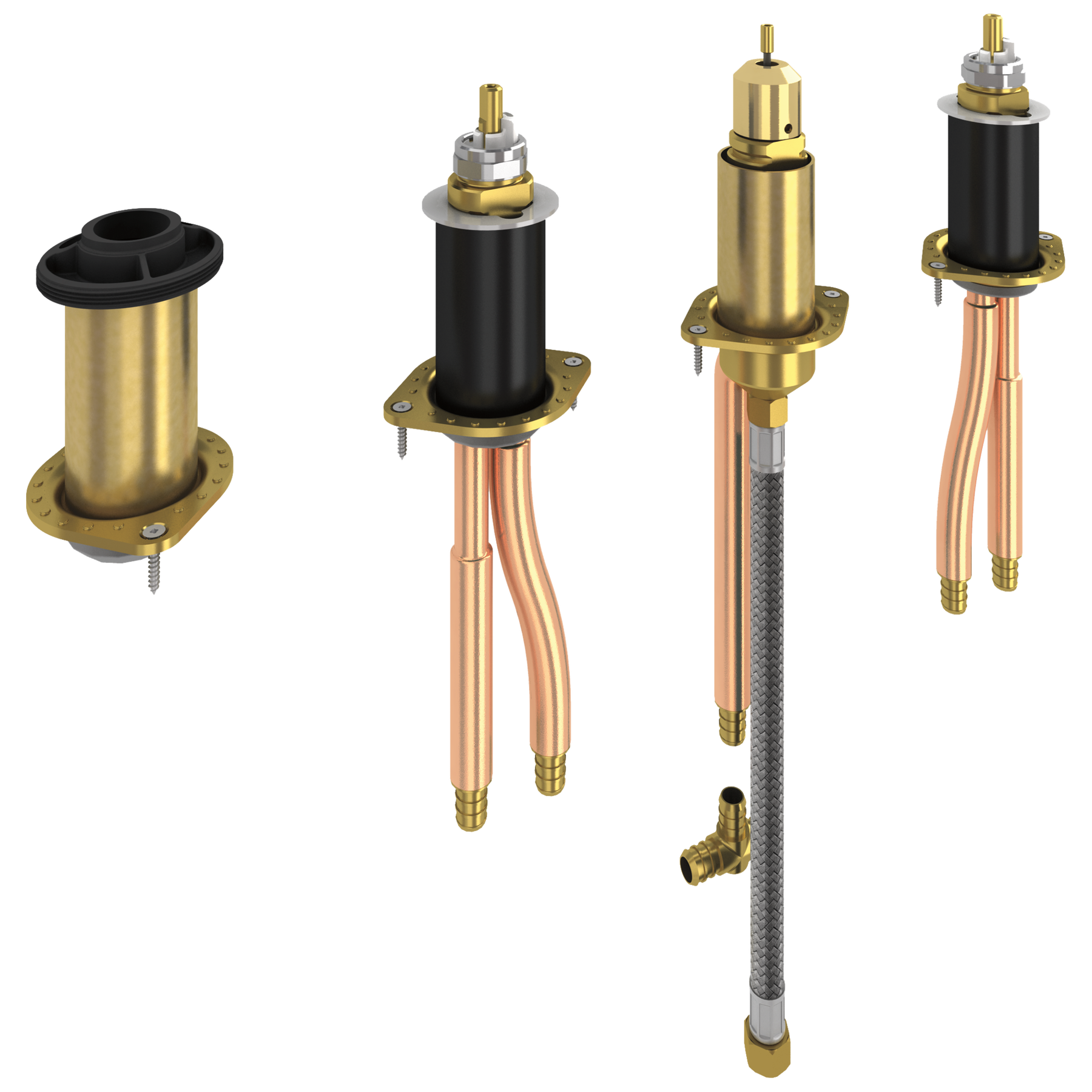 Two Handle Flexible Mount with Hand Shower - PEX Crimp