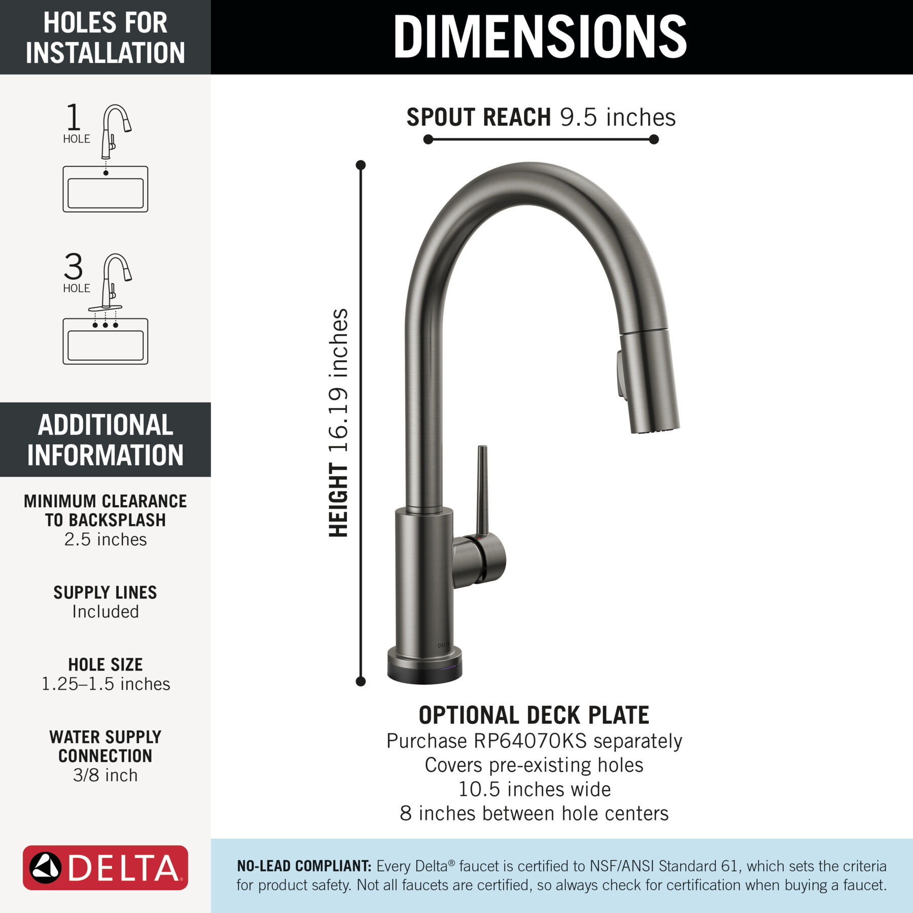 Touch<sub>2</sub>O® Technology Kitchen Faucet with Touchless Technology, image 2