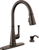 Single Handle Pull-Down Kitchen Faucet with Soap Dispenser and ShieldSpray® Technology