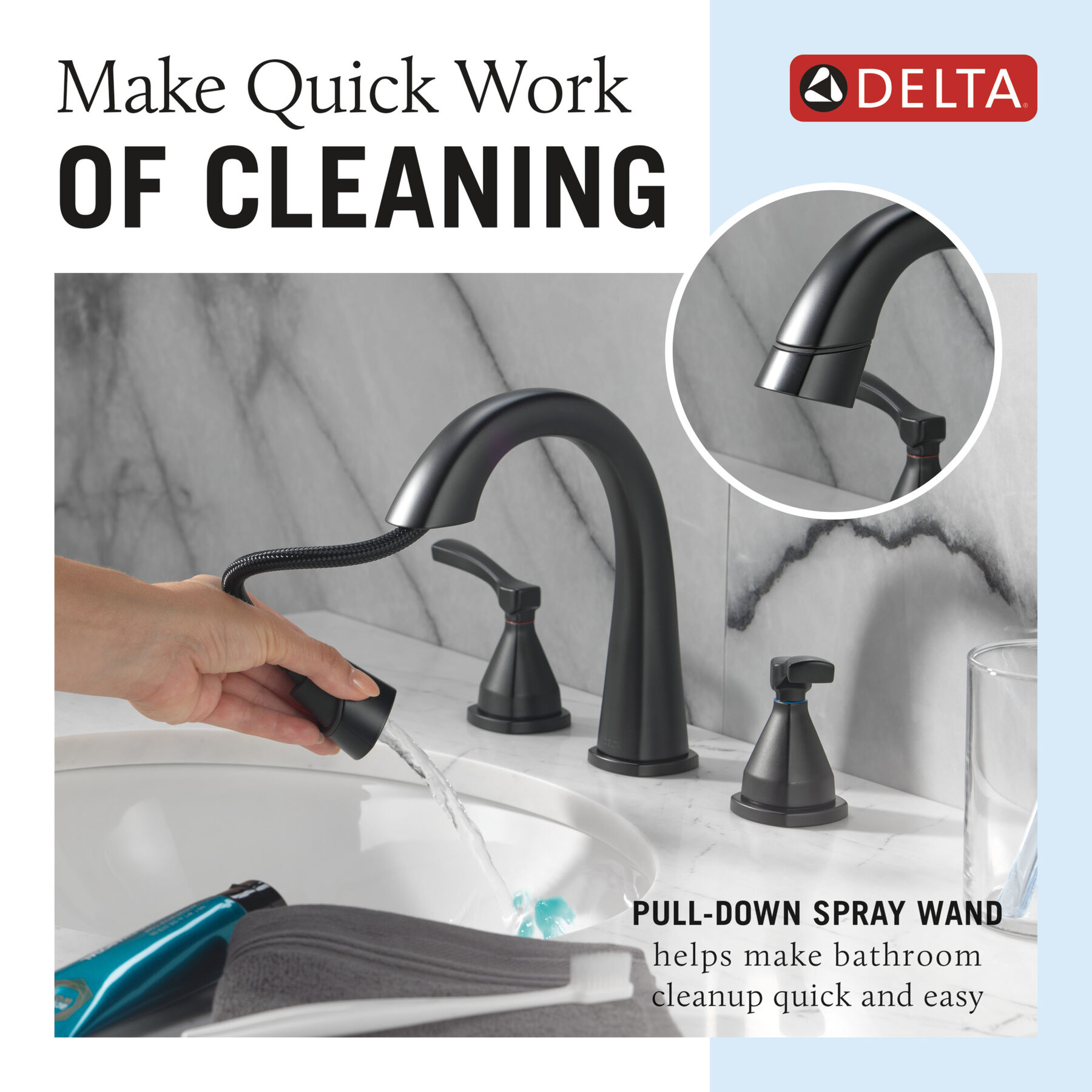 Two Handle Widespreadh Pull Down Bathroo (Recertified), image 4