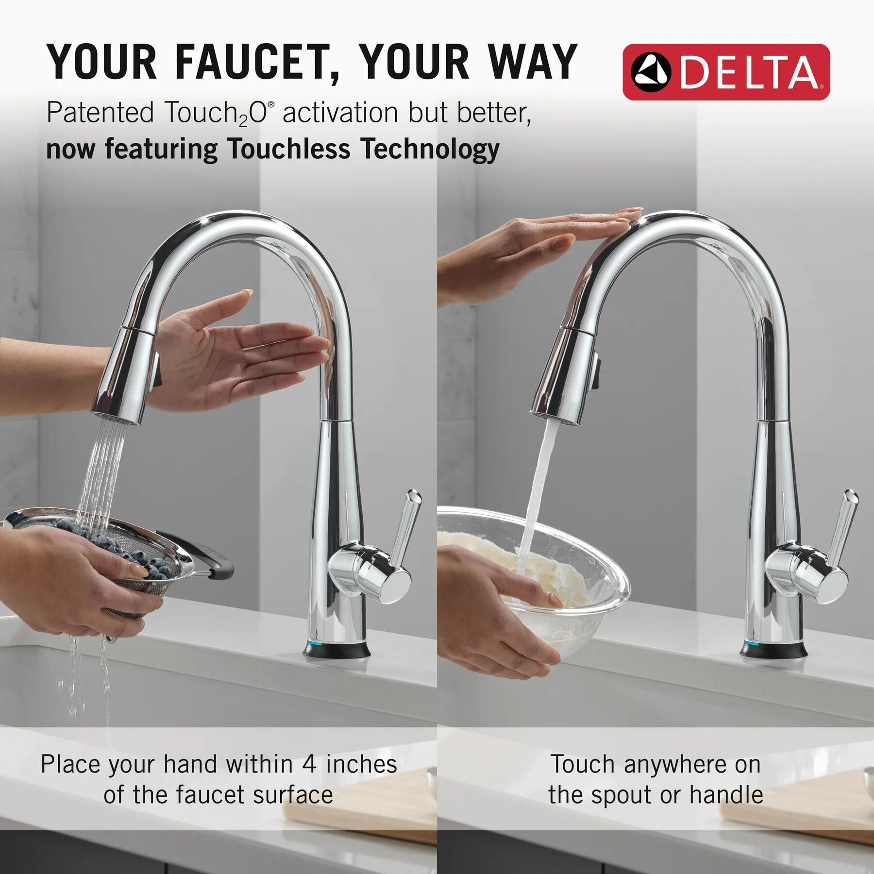Touch<sub>2</sub>O&reg; Technology Kitchen Faucet with Touchless Technology