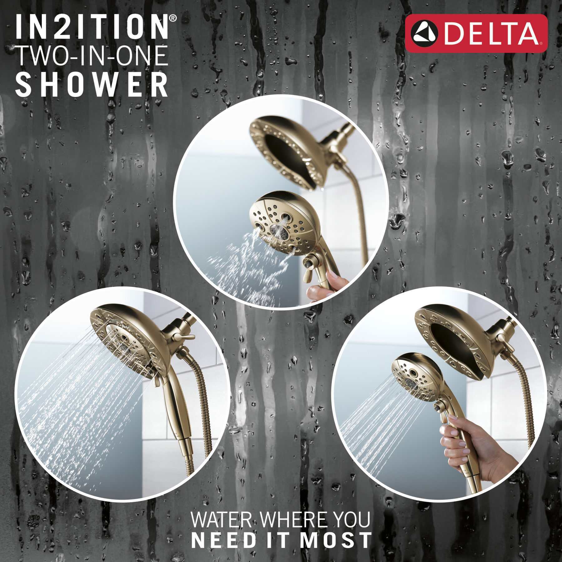 H2Okinetic® In2ition® 5-Setting Two-In-One Shower (Recertified), image 3