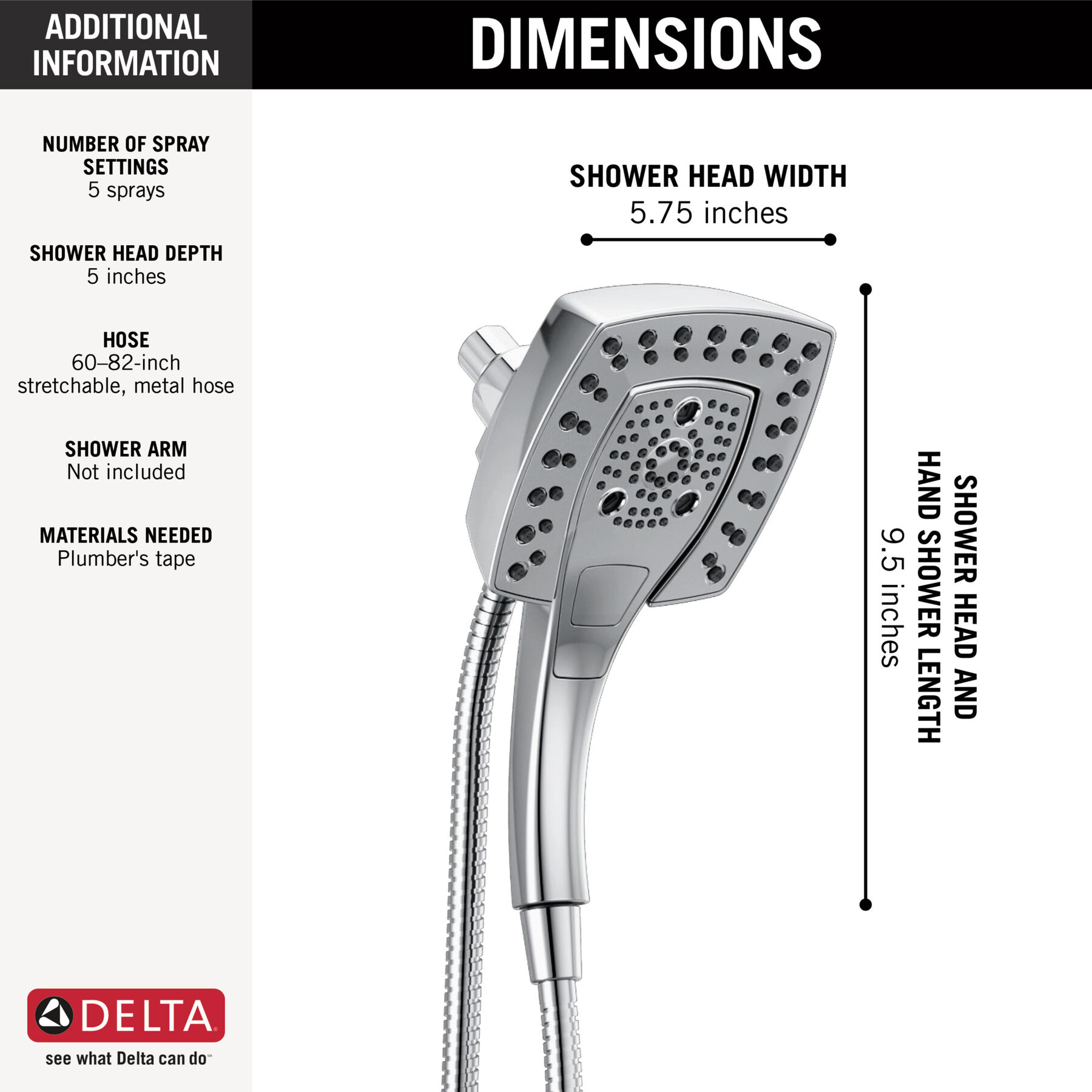 H<sub>2</sub>Okinetic® In2ition® 5-Setting Two-in-One Shower, image 11