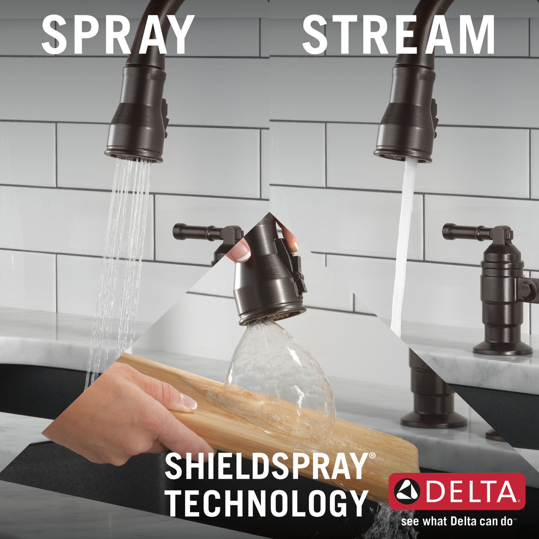 Two Handle Pull-Down Bridge Kitchen Faucet, image 15