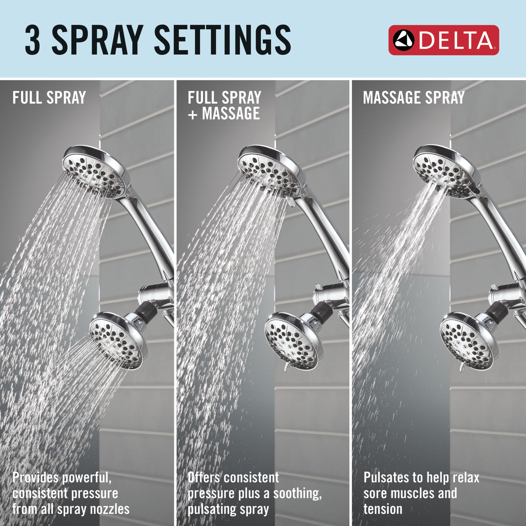 3-Setting Combination Shower in Chrome - 1.75 GPM, image 8