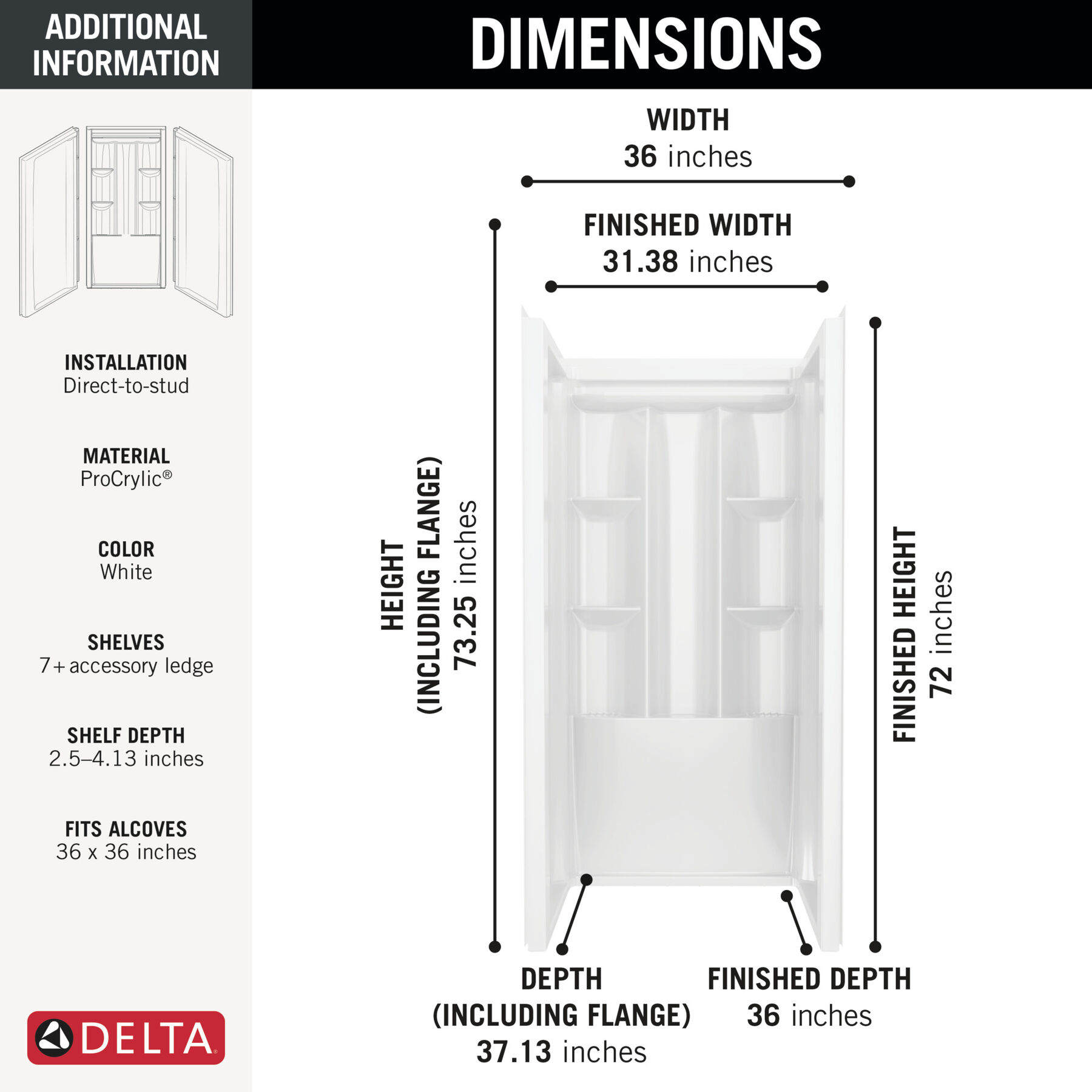 ProCrylic 36 in. x 36 in. Shower Wall