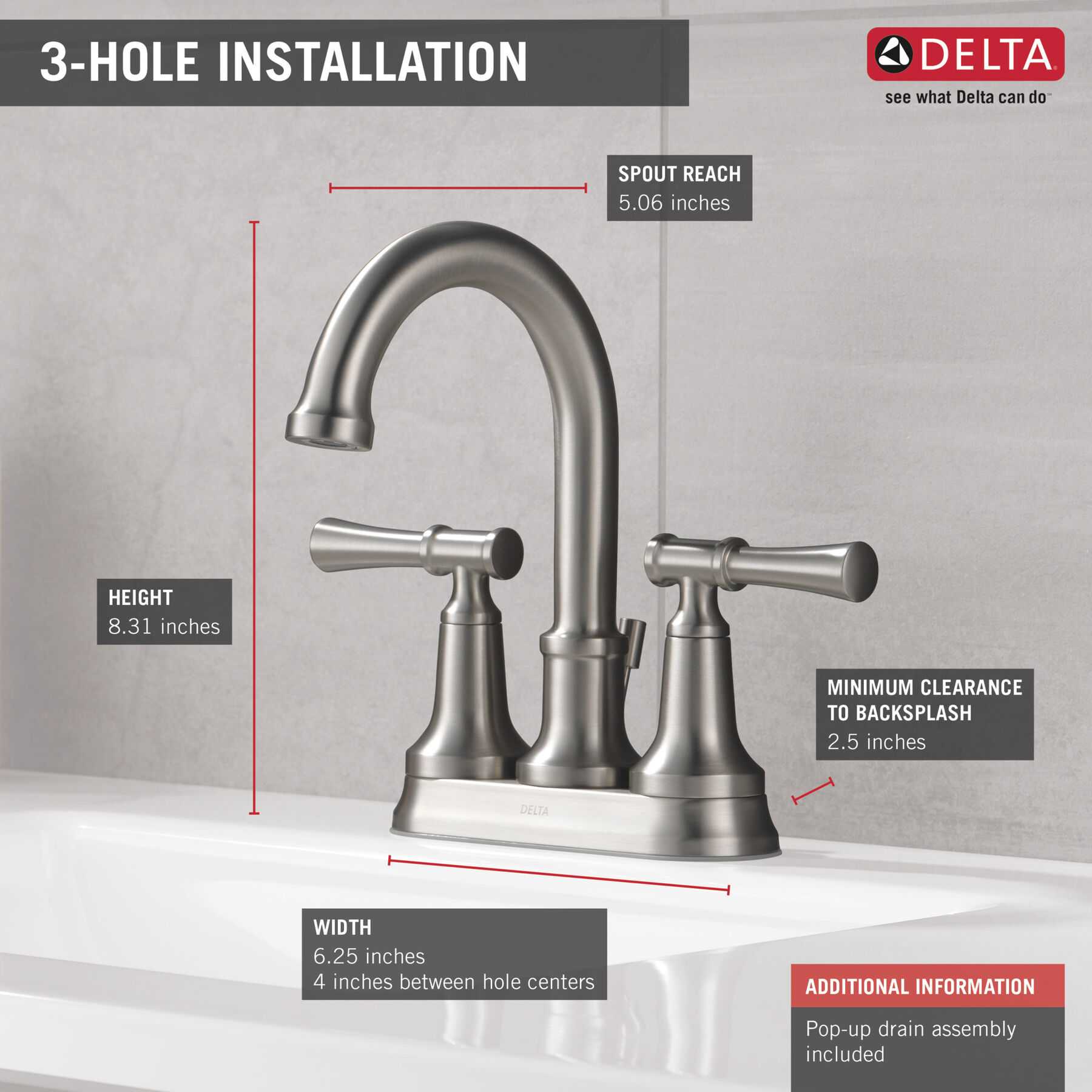 Two Handle Centerset Bathroom Faucet (Recertified), image 1
