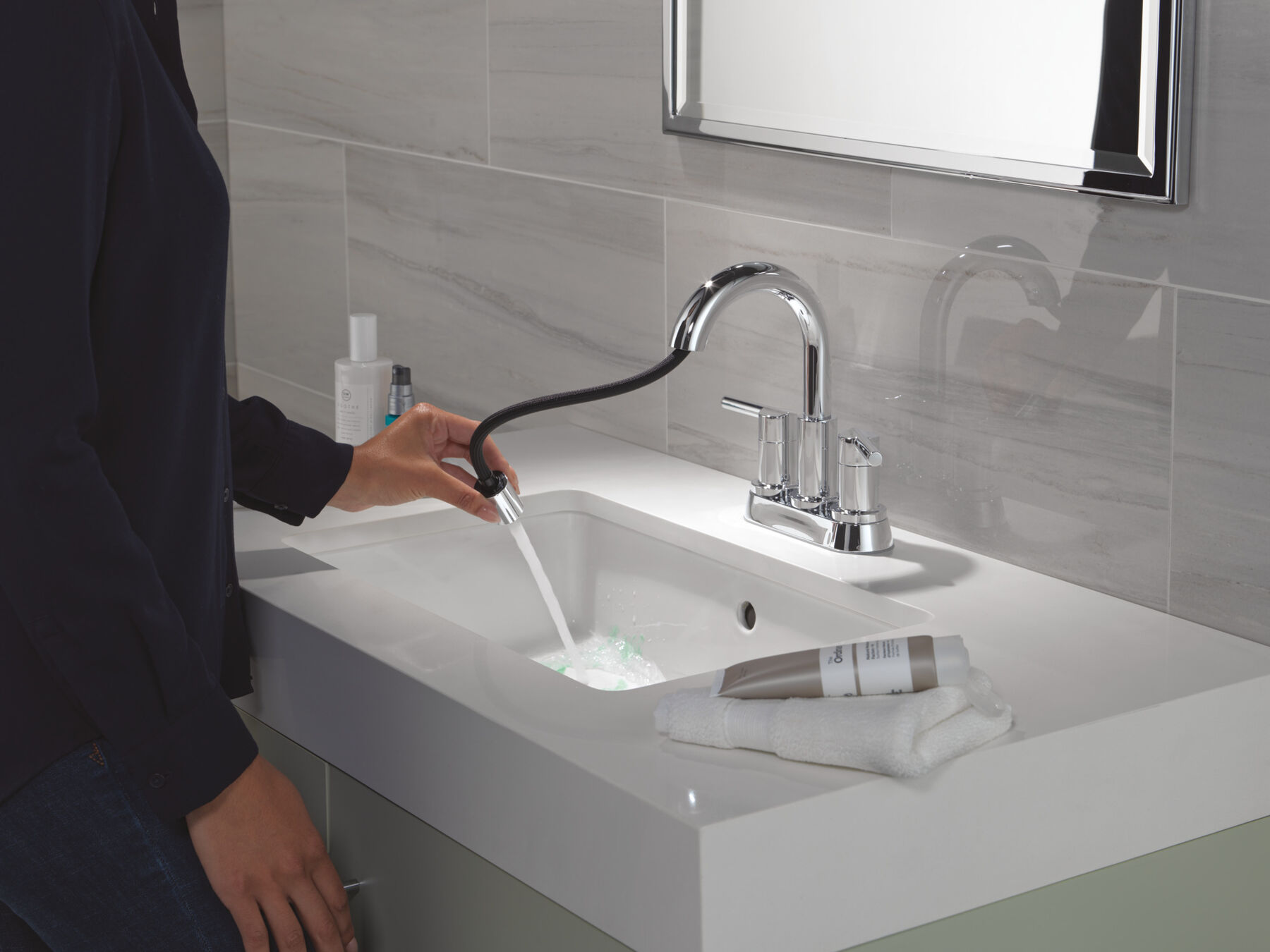 Two Handle Centerset Pull-Down Bathroom Faucet, image 6