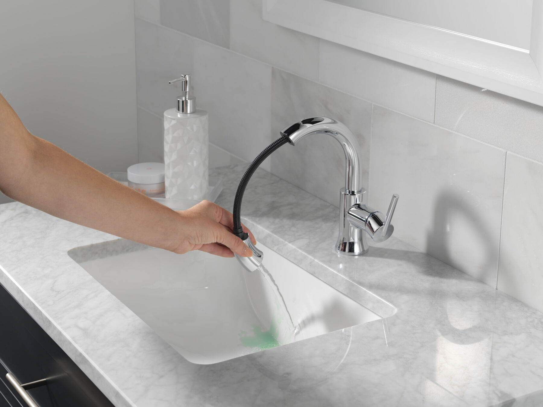 Single Handle Pull-Down Bathroom Faucet, image 6