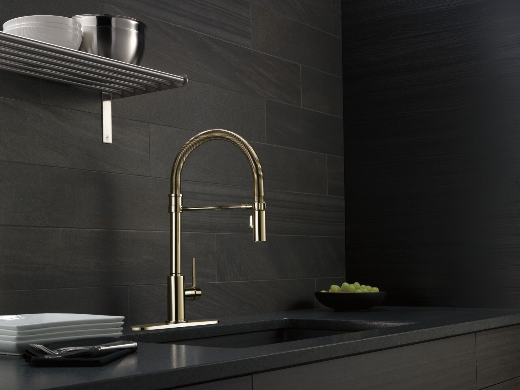 Single-Handle Pull-Down Spring Kitchen Faucet, image 6