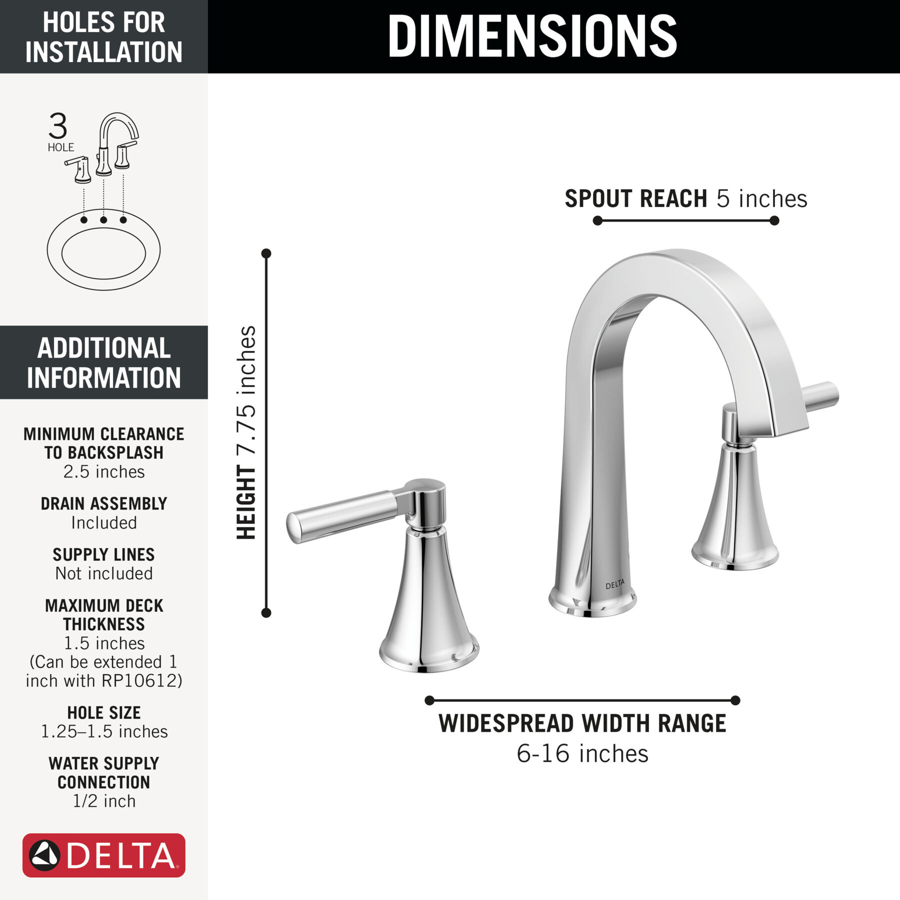 Two Handle Widespread Bathroom Faucet, image 1