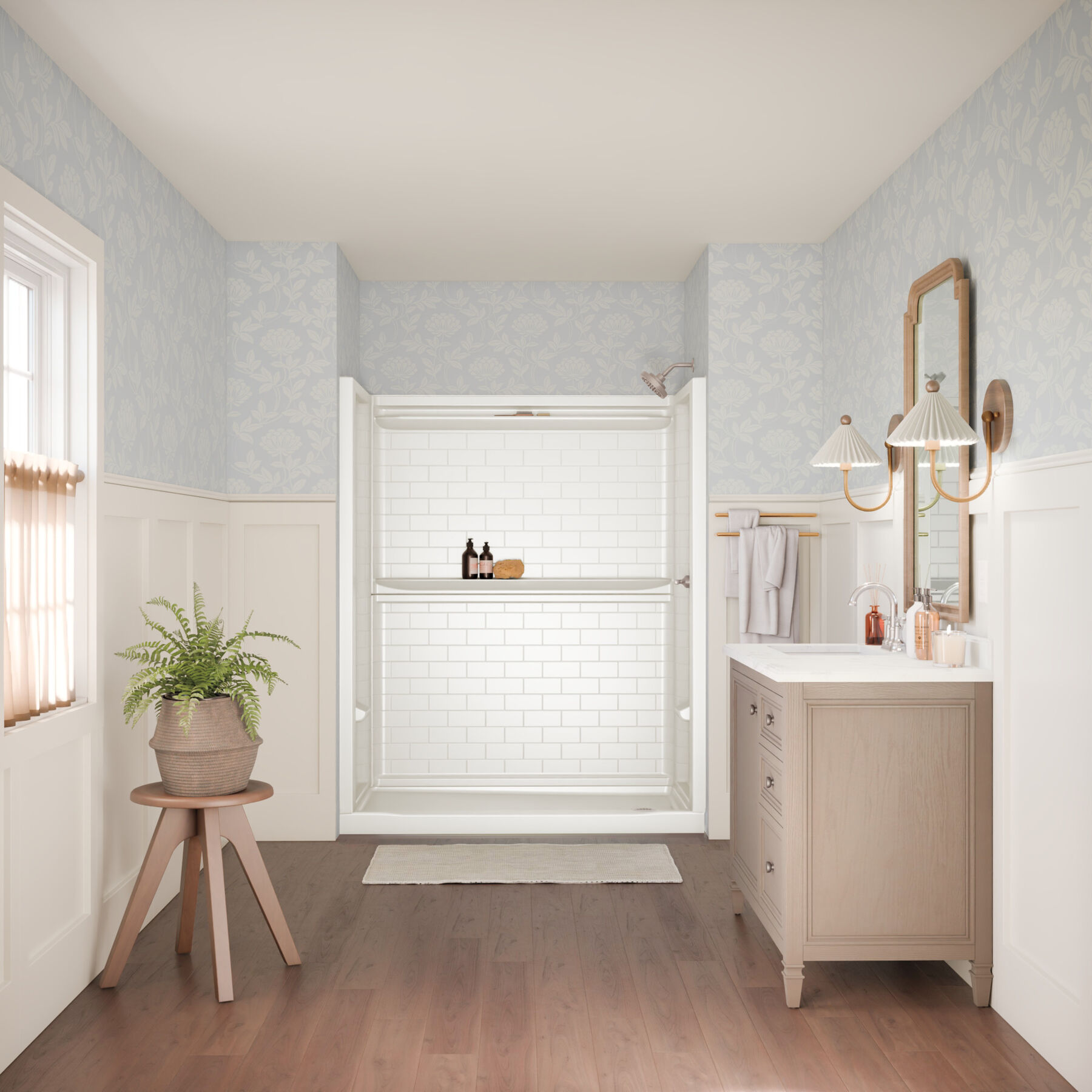 60x32 Alcove Shower Base with Tile Wall Bundle - Right Drain, image 2