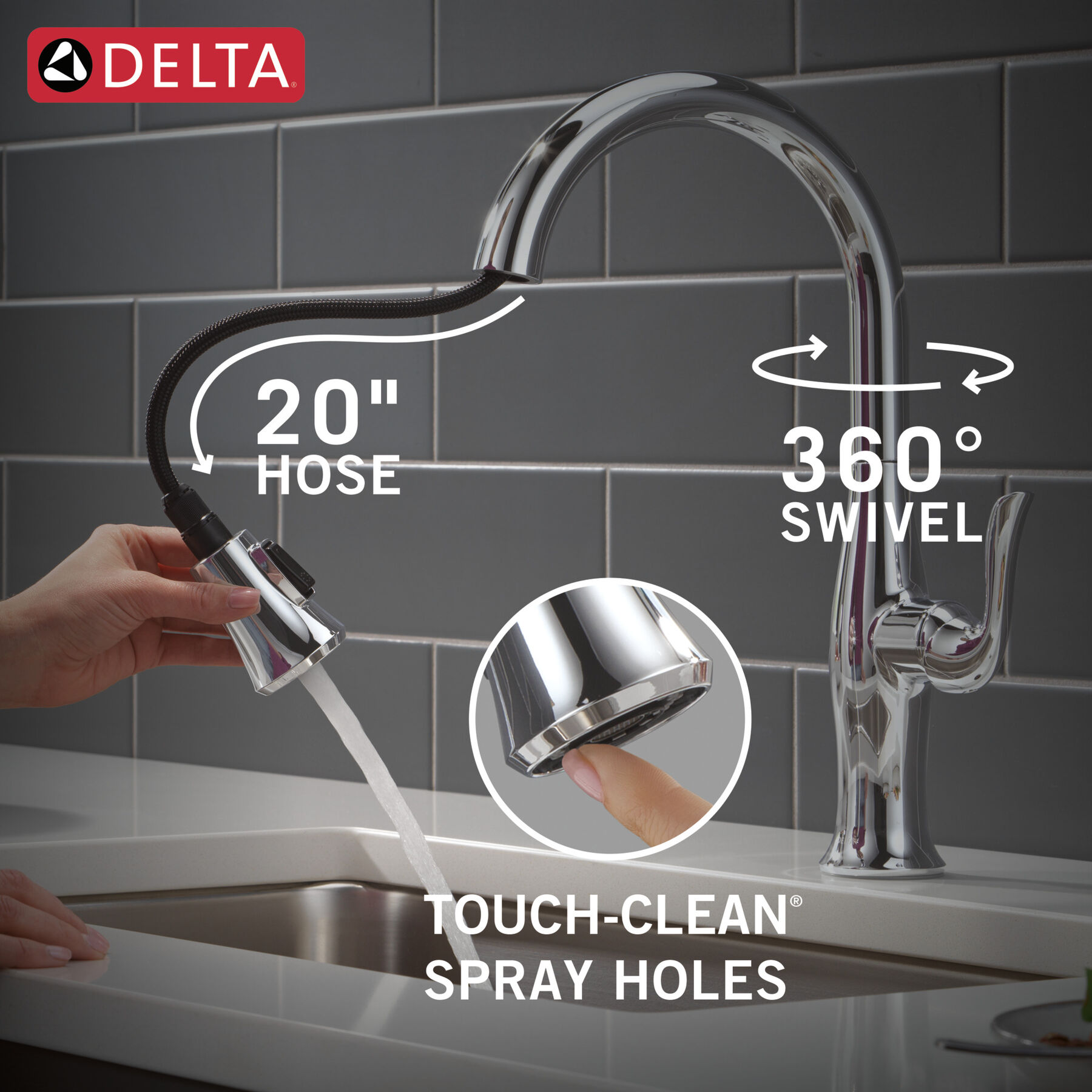 Single Handle Pull-Down Kitchen Faucet, image 6