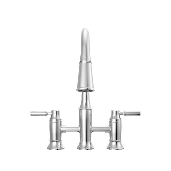 Two Handle Pull-Down Bridge Kitchen Faucet