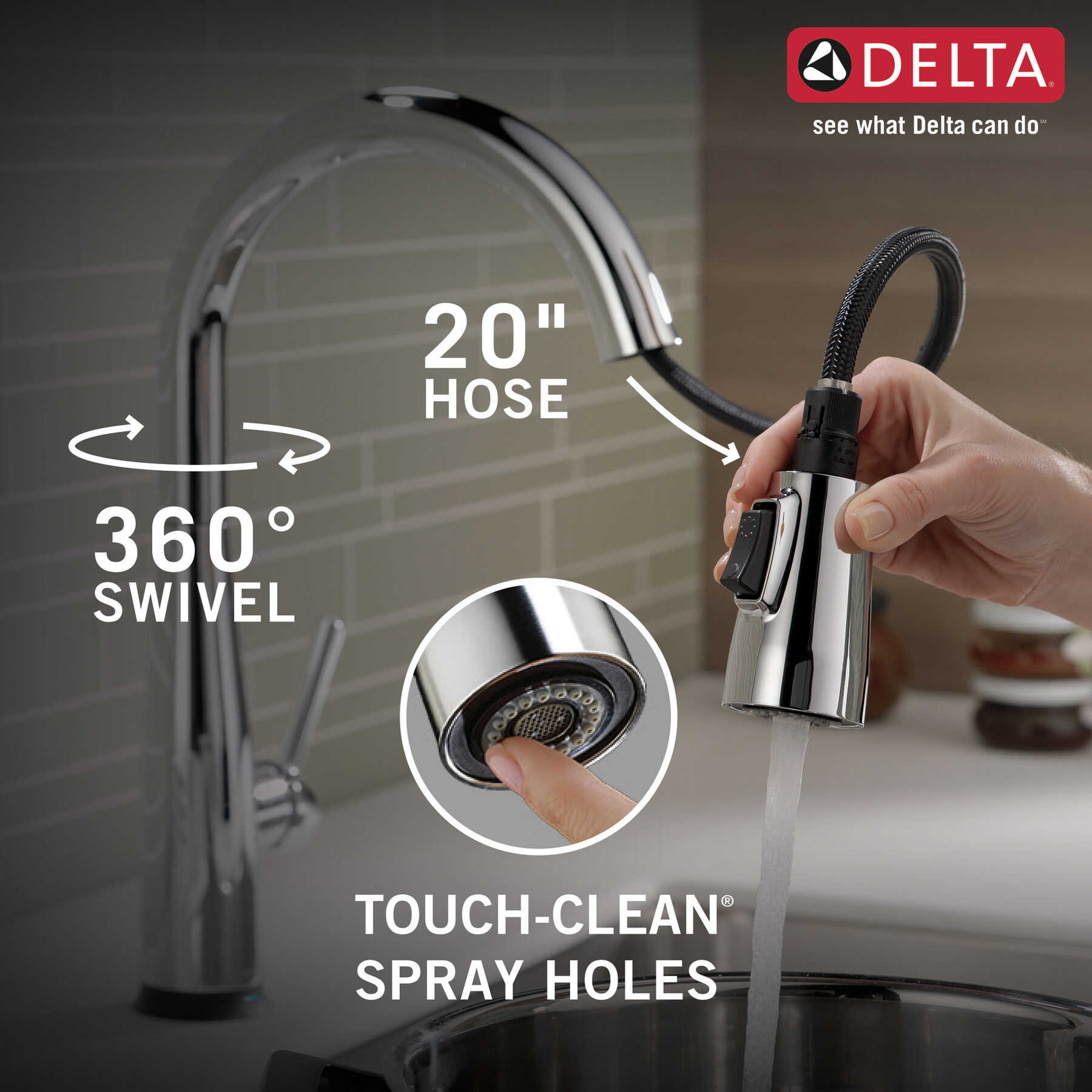 Single Handle Pull-Down Kitchen Faucet with Touch<sub>2</sub>O® Technology, image 13