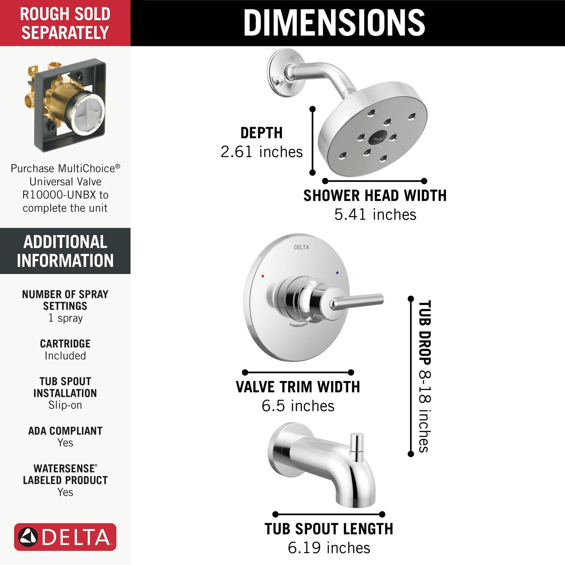 Monitor&reg; 14 Series H<sub>2</sub>Okinetic&reg; Tub & Shower Trim