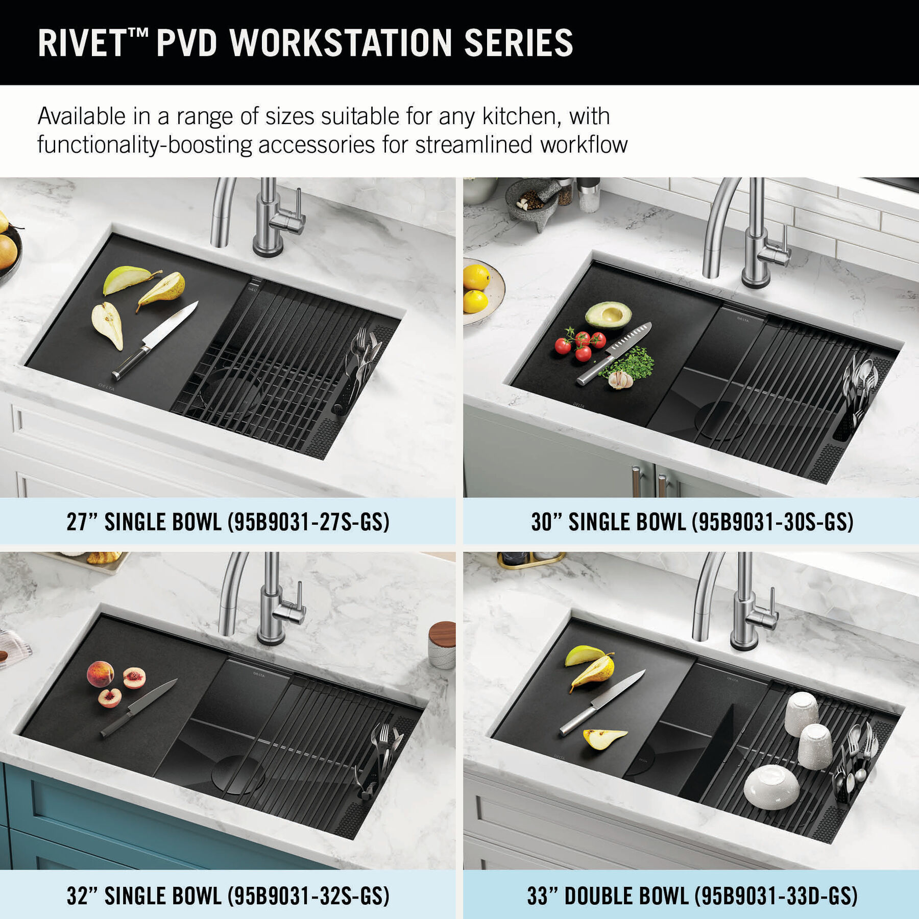 33” Undermount 16 Gauge Workstation Kitchen Sink Double Bowl with WorkFlow™ Ledge and Accessories, image 5