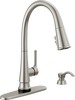 Single Handle Pull-Down Touch<sub>2</sub>O® Technology Kitchen Faucet with Touchless Technology and Soap Dispenser