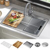 33” Workstation Kitchen Sink Drop-In Top Mount Stainless Steel Single Bowl with WorkFlow™ Ledge and Accessories