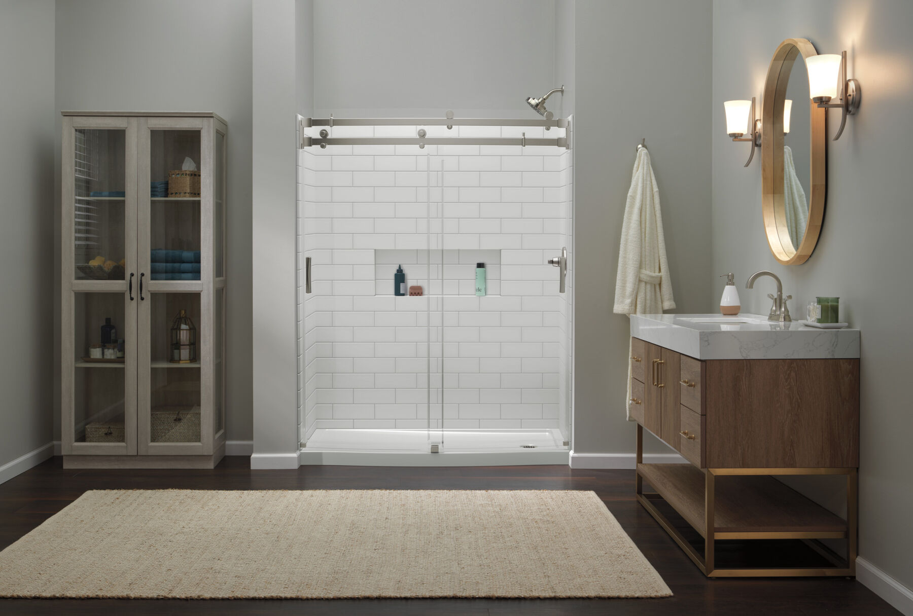 60x32 Alcove Shower Base with Door Bundle - Right Drain Curve, image 2