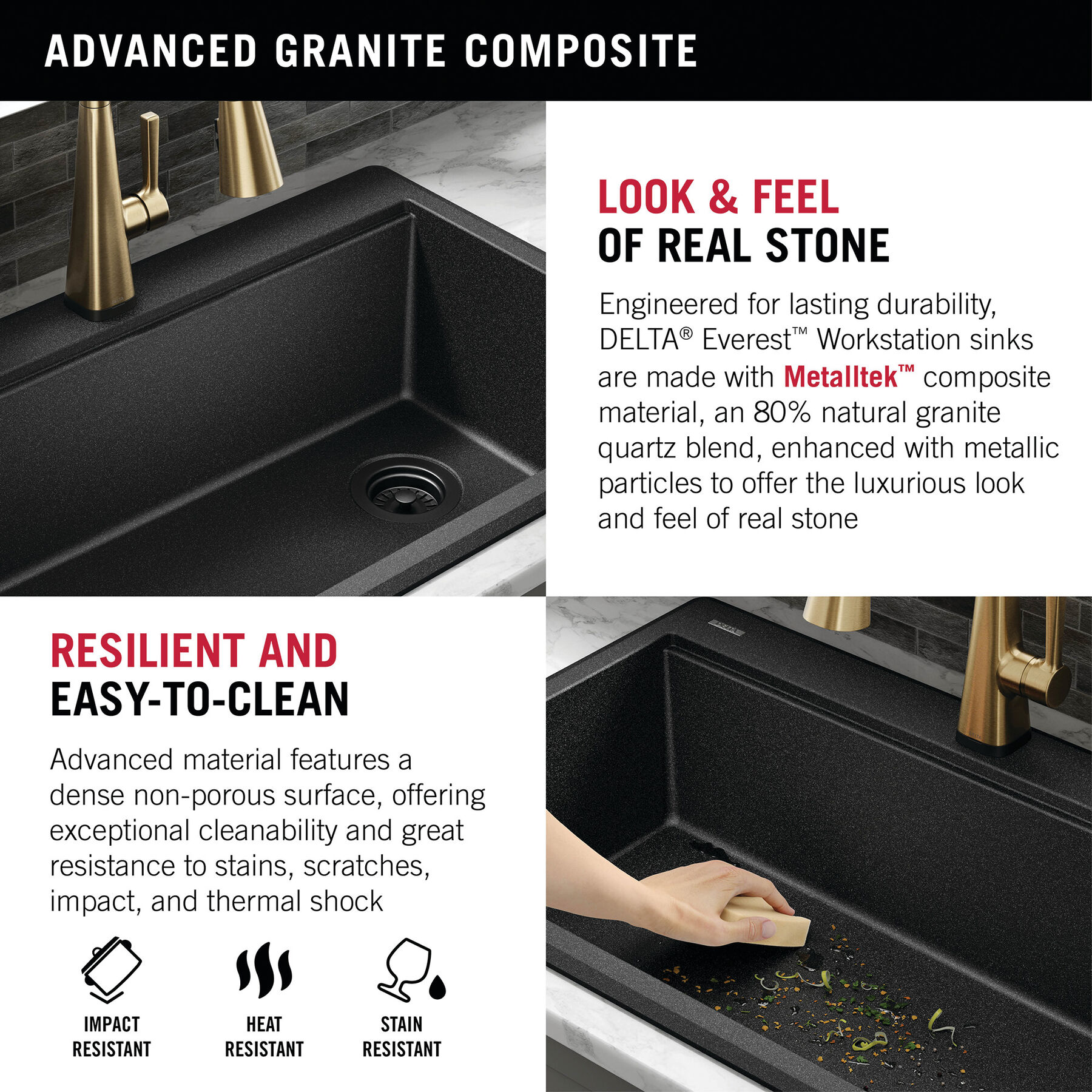 33” Granite Composite Workstation Kitchen Sink Drop-In Top Mount Single Bowl with WorkFlow™ Ledge and Accessories, image 10