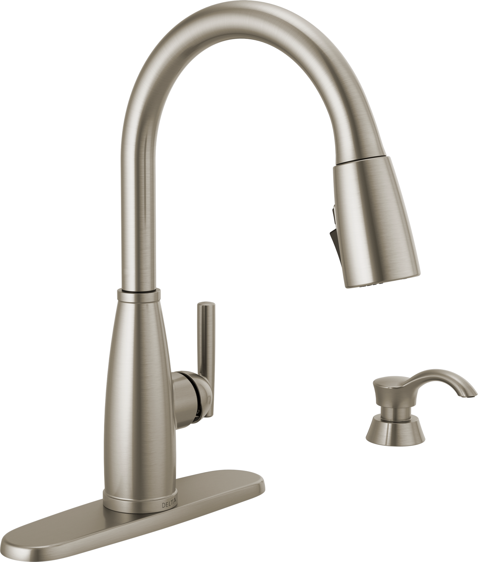 Single Handle Pull-Down Kitchen Faucet with Soap Dispenser and ShieldSpray Technology, image 1