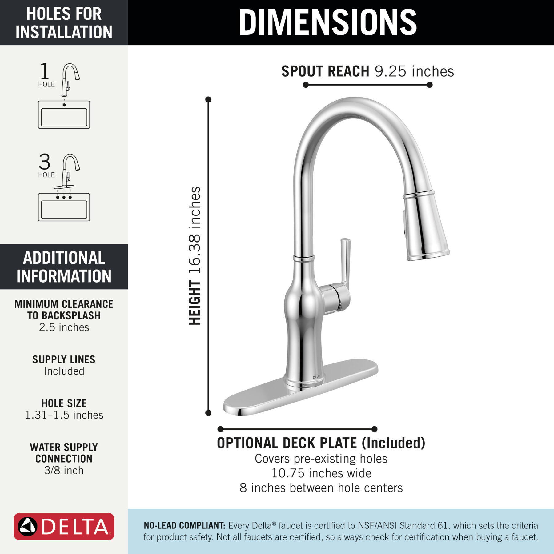 Single Handle Pull-Down Kitchen Faucet, image 3