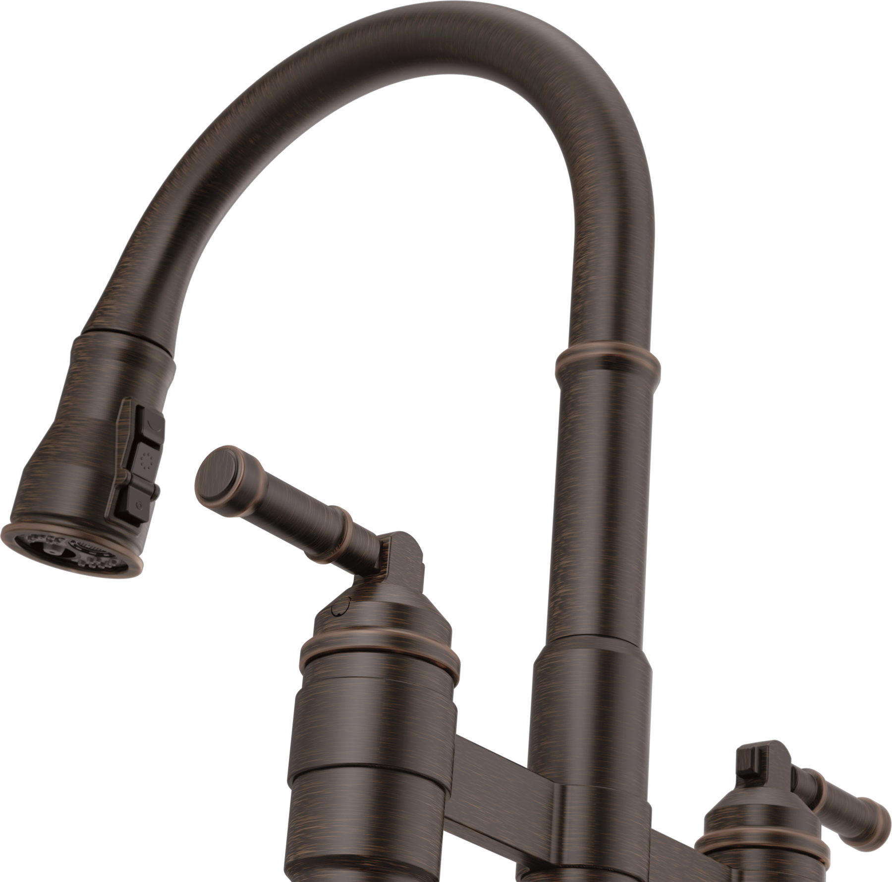 Two Handle Pull-Down Bridge Kitchen Faucet, image 8