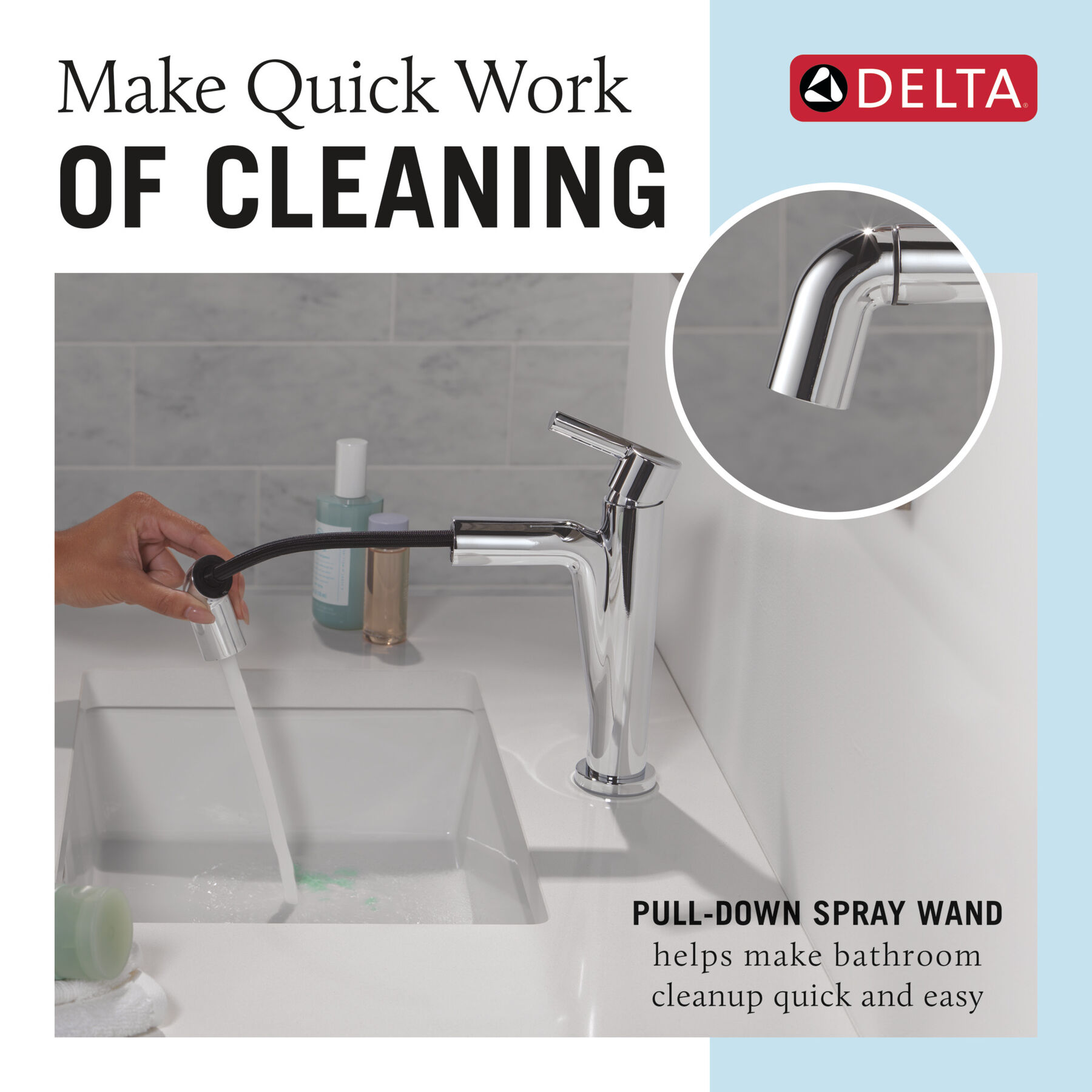 Single Handle Pull-Down Bathroom Faucet, image 10