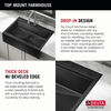 33” Retrofit Farmhouse Apron Front 16 Gauge Workstation Kitchen Sink Single Bowl in with WorkFlow™ Ledge and Accessories for Top Mount Drop-In Installation